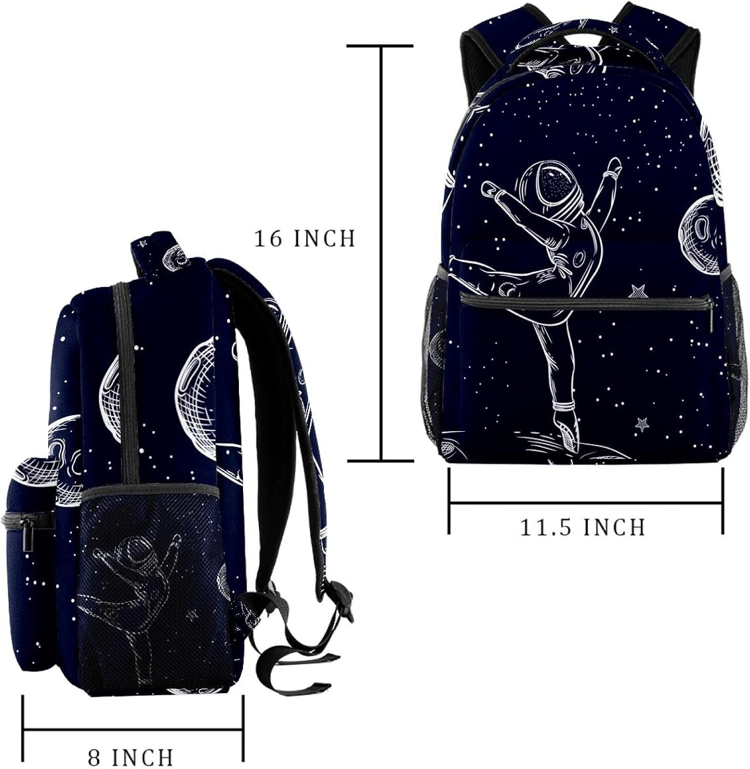 Cosmic Astronaut in a Ballet Pose Backpack Students Shoulder Bags Travel Bag College School Tote Backpacks