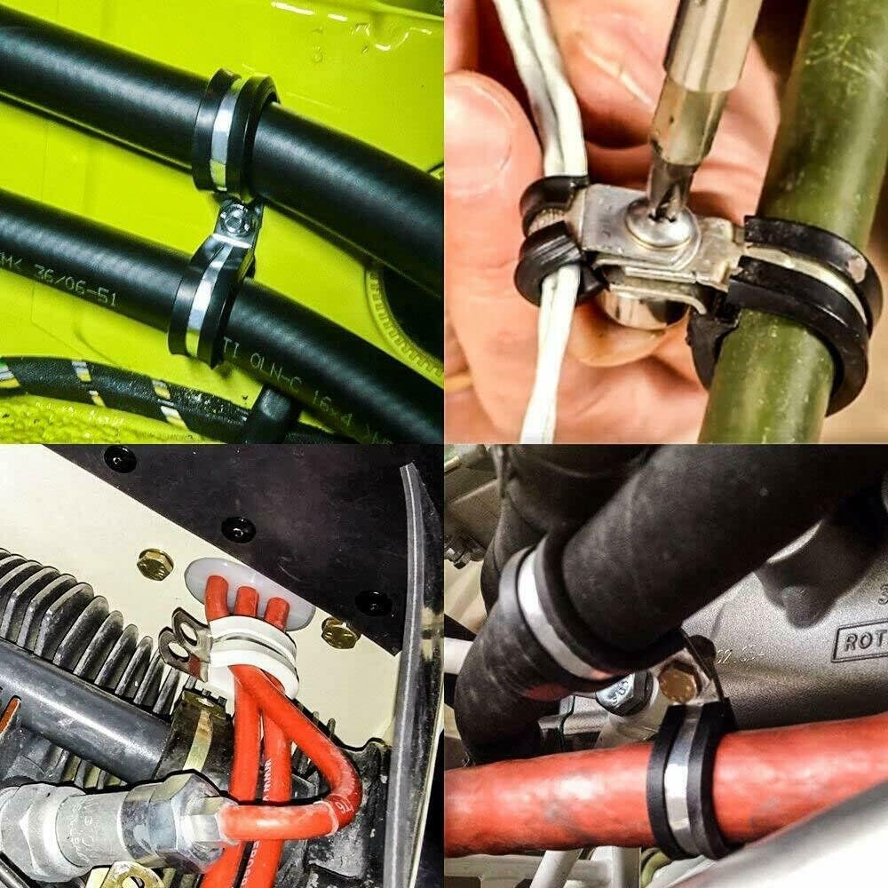 10 Cable Folder Kits, U -Shaped Pipe Clamps, Cable Installation Hose Fixtures, Stainless Steel Rubber Cushion Pipe Clamps (18Mm, 20Mm, 22Mm, 24Mm, 26Mm) (24Mm) image number 6