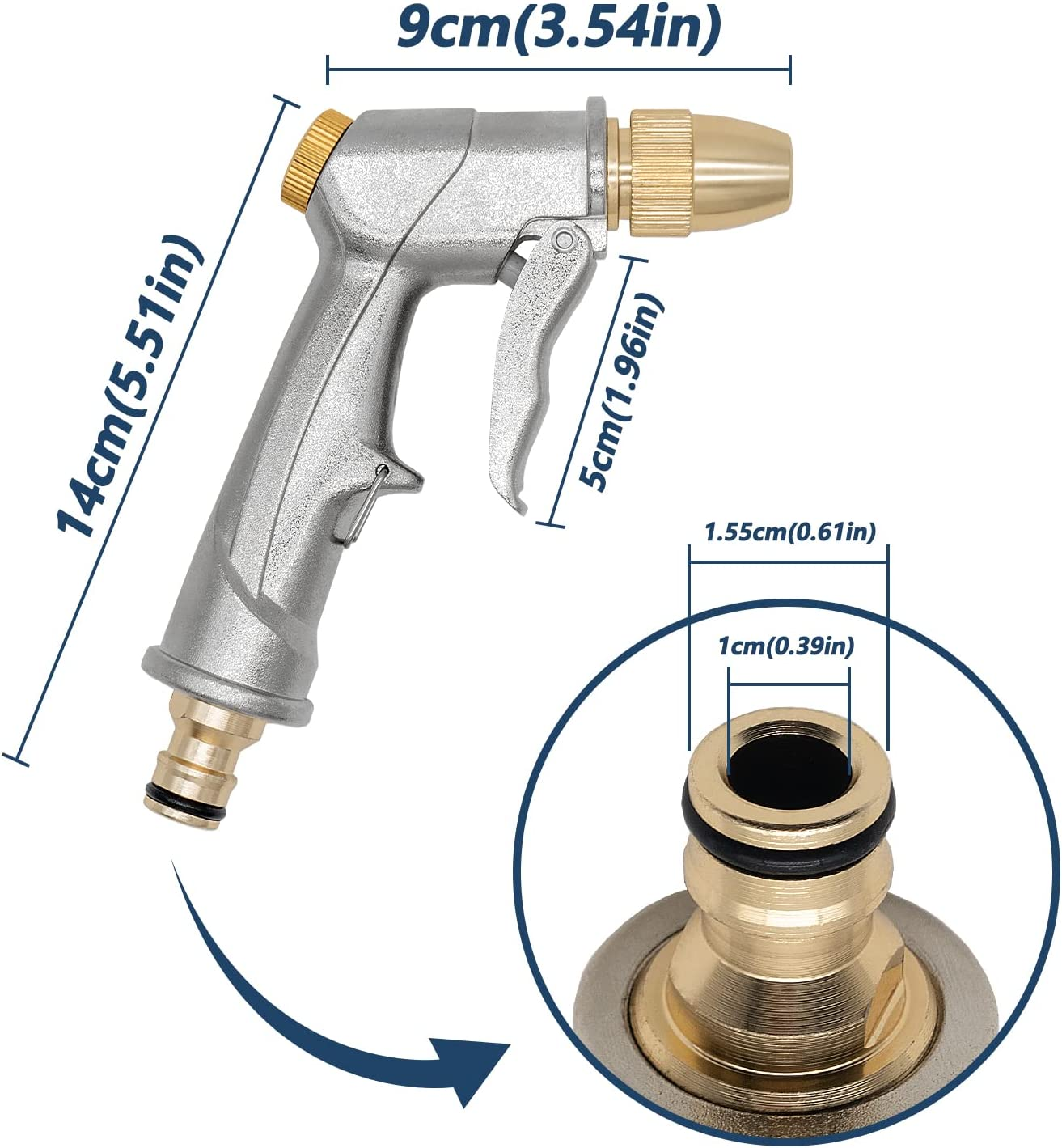 DERASL Garden Hose Gun,Spray Gun Garden Hose Nozzle 100% Metal with Adjustable Water Flow for Car Wash,Showering Pets and Watering Plant Pressure Washer Accessories image number 1