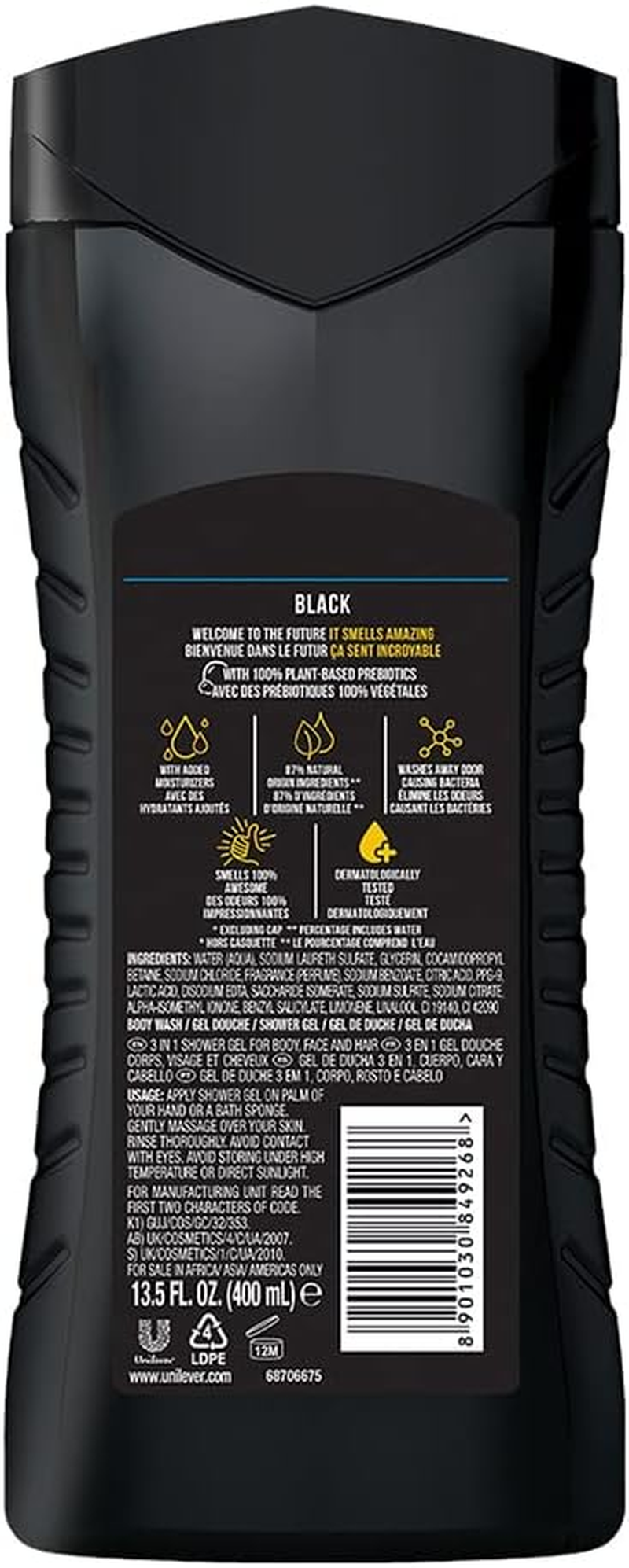 Axe 3-In-1 Body, Face and Hair Wash 400 Ml, Black image number 5