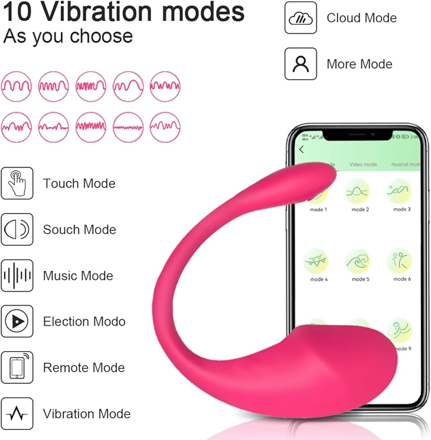 Wearable Panty Bullet Egg Plug Vibrator with App Control - Heart Butterfly Clitoral G Spot Dildo Vibrator, 10 Modes, Vibrating Clitoral Stimulator Massager, Adult Sex Toy for Women and Couples (Pink) image number 6