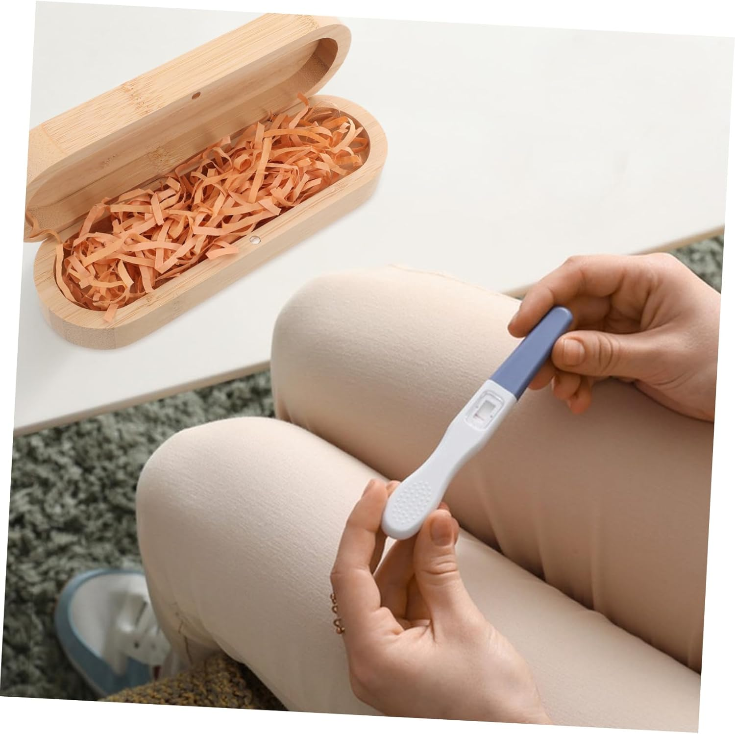 Wooden Keepsake Box for Pregnancy Test Unique Pregnancy Announcement Chest Reveal Souvenir Storage for Expecting Parents Elegant Design Pullout Style