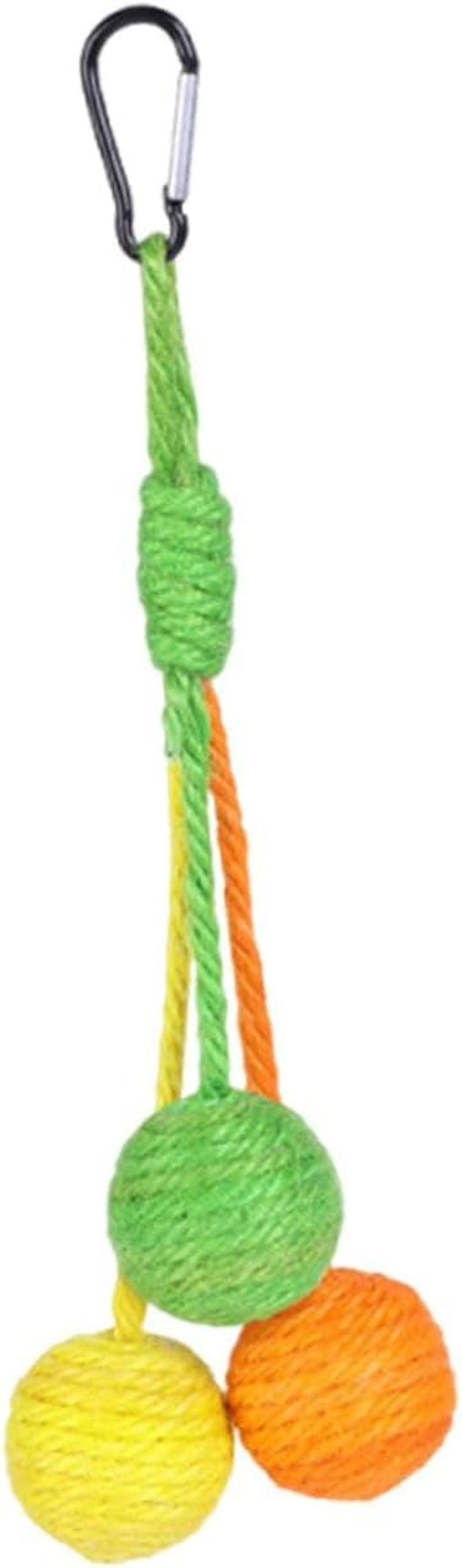 Yuksok Cat Toy Sisal Ball Scratching Ball Chew Self Play Bite Pet Supplies Eco Friendly 32Cm Length Hanging Cat Toy Long Rope Teaser, Yellow Orange Green image number 1