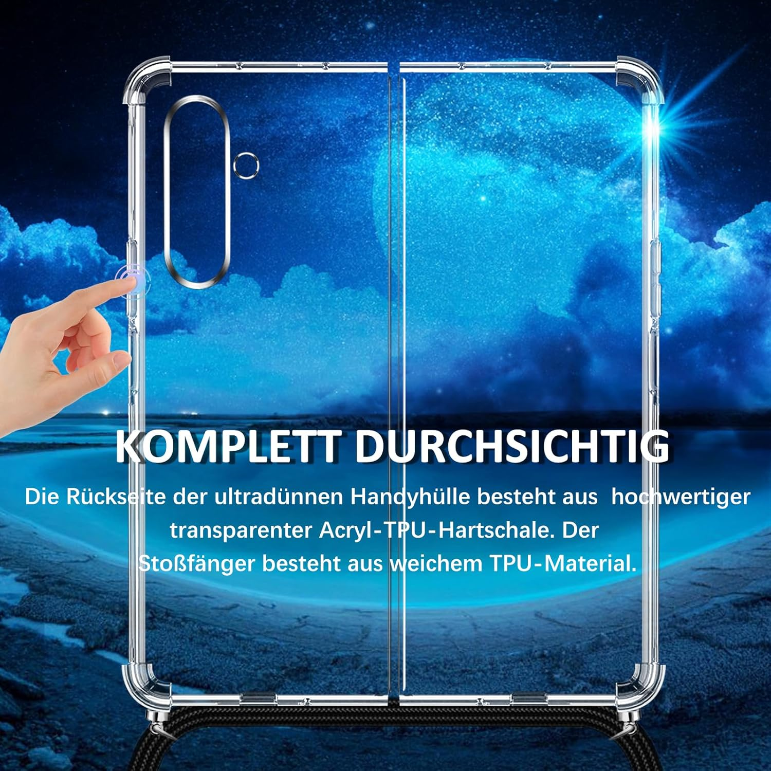 Mobile Phone Chain Case for Samsung Galaxy Z Fold 7, Case with Strap, Transparent Necklace Mobile Phone Case Z Fold 7 with Chain Cord Shoulder Ultra Thin Transparent Protective Case for Samsung Z Fold