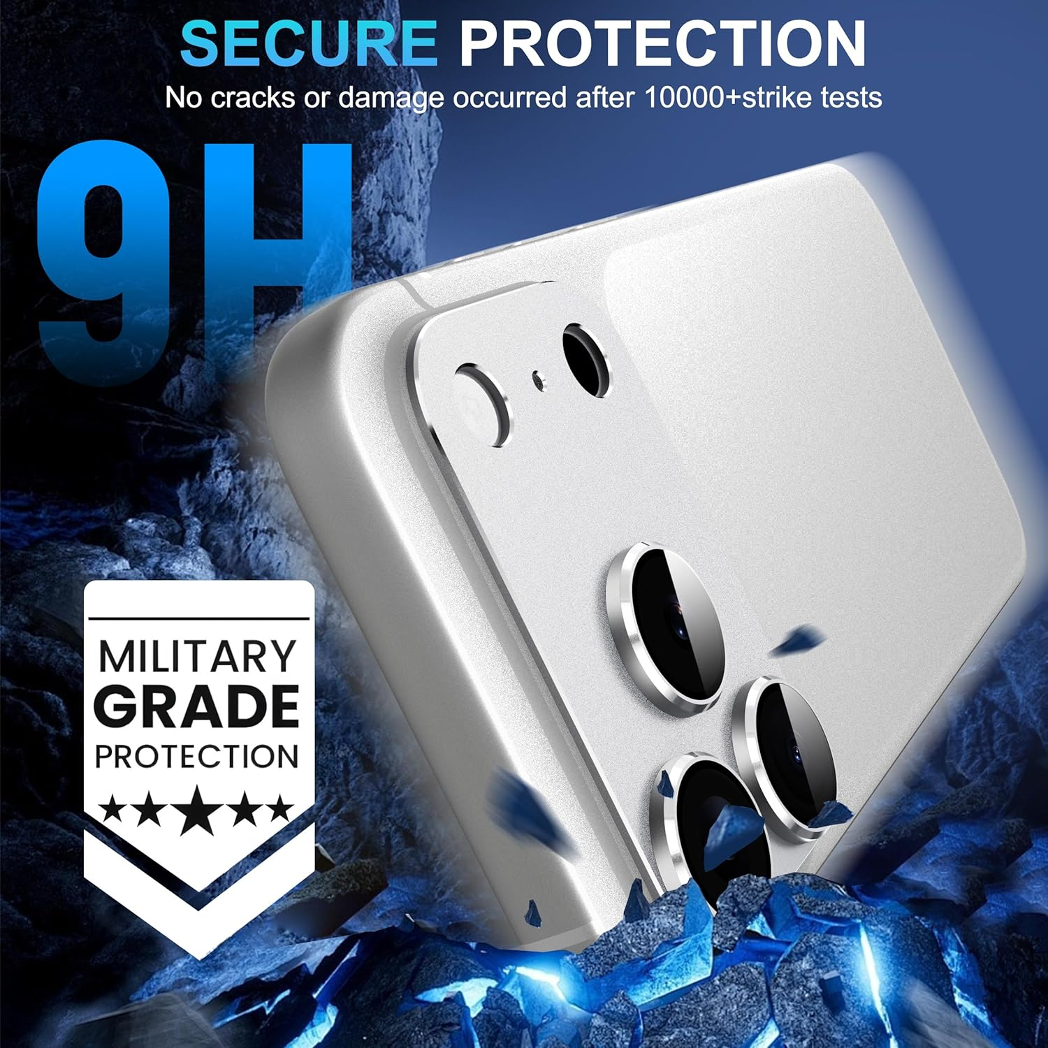 Suoman for Iphone 17 Pro Max Camera Lens Protector,[Strong Adsorption] Full Coverage Premium Tempered Glass Metal Frosted Rear Camera Cover for Iphone 17 Pro Max- Silver image number 3