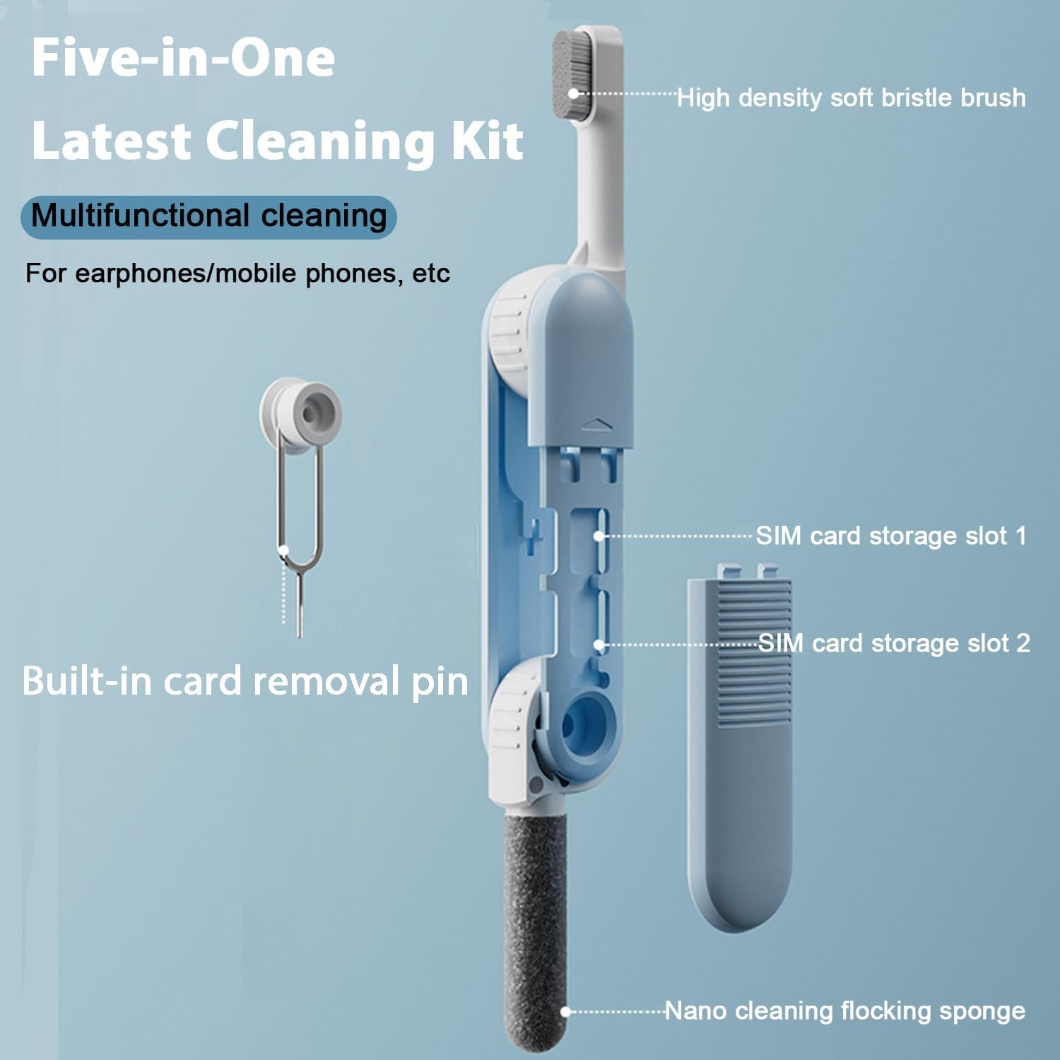 [3 Pairs] Replacement Eartips Earbuds Buds Set for Sony WF-1000XM5 & WF-1000XM4 Earphone with Cleaning Kit,Noise-Reducing Non-Slip 5 in 1 Storable Cleaning Pen & Memory Foam Ear Tips(Black) - Gray Silicone Tips + Cleaning Kit image number 7