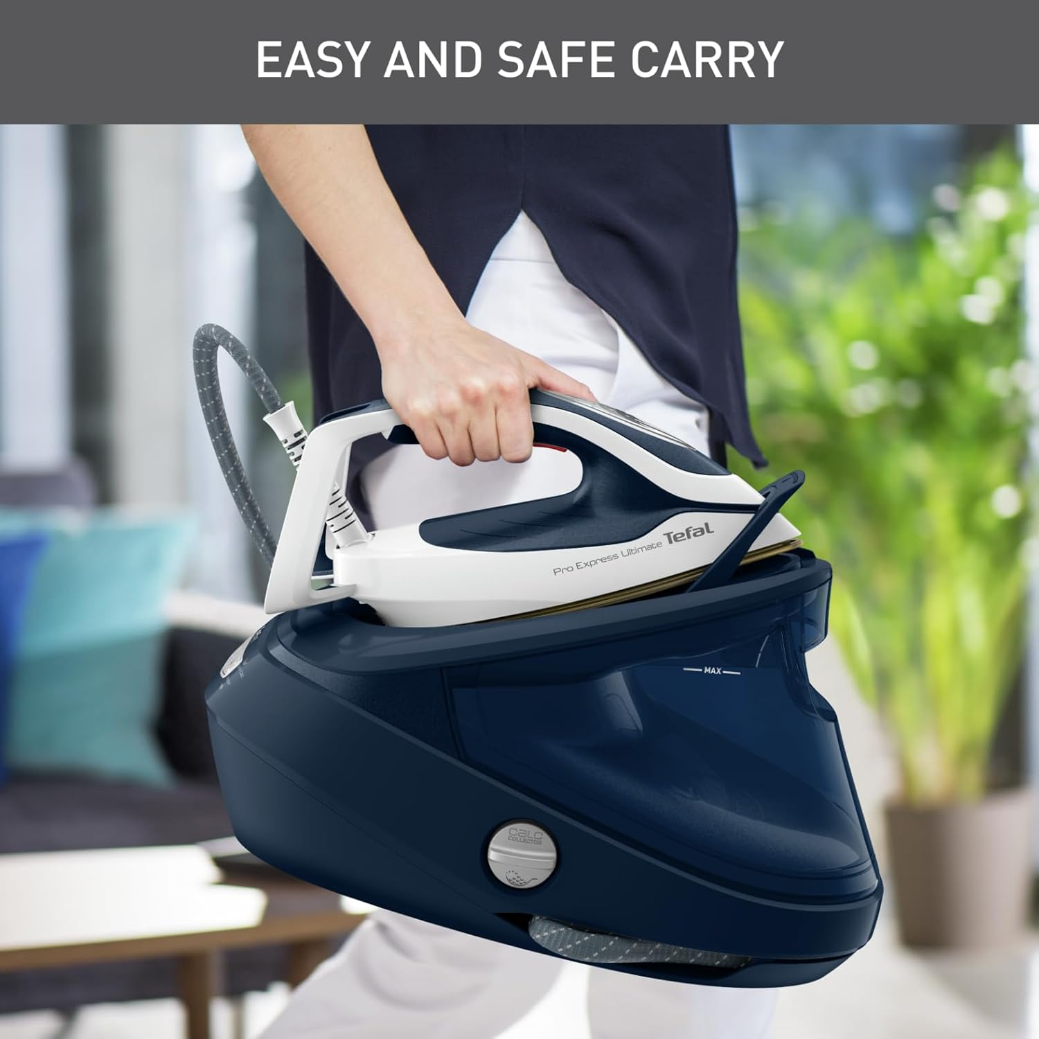 Tefal, Pro Express Ultimate 2 Steam Station,Gv9720, Garment Care, Made in France, 5 Settings on the Handle, Durilium Airglide, Removable Calc Collector, Eco Energy Setting, Auto-Off, Lock System image number 5