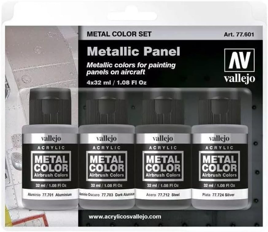 Vallejo 77601 Metal Colour Metallic Panel 4 Colour Acrylic Paint Set image number 2