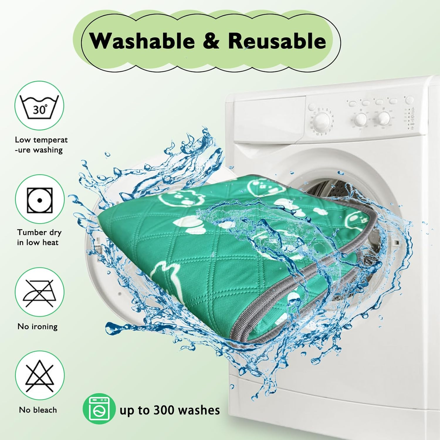 Mooydee 2 Pack Guinea Pig Bedding - Washable Guinea Pig Cage Liners, Waterproof Reusable & anti Slip Pee Pads Super Absorbent Mats for Small Animals Pet Rabbit Bunny Hamster Rat (Green, 57 X 28 Inch)