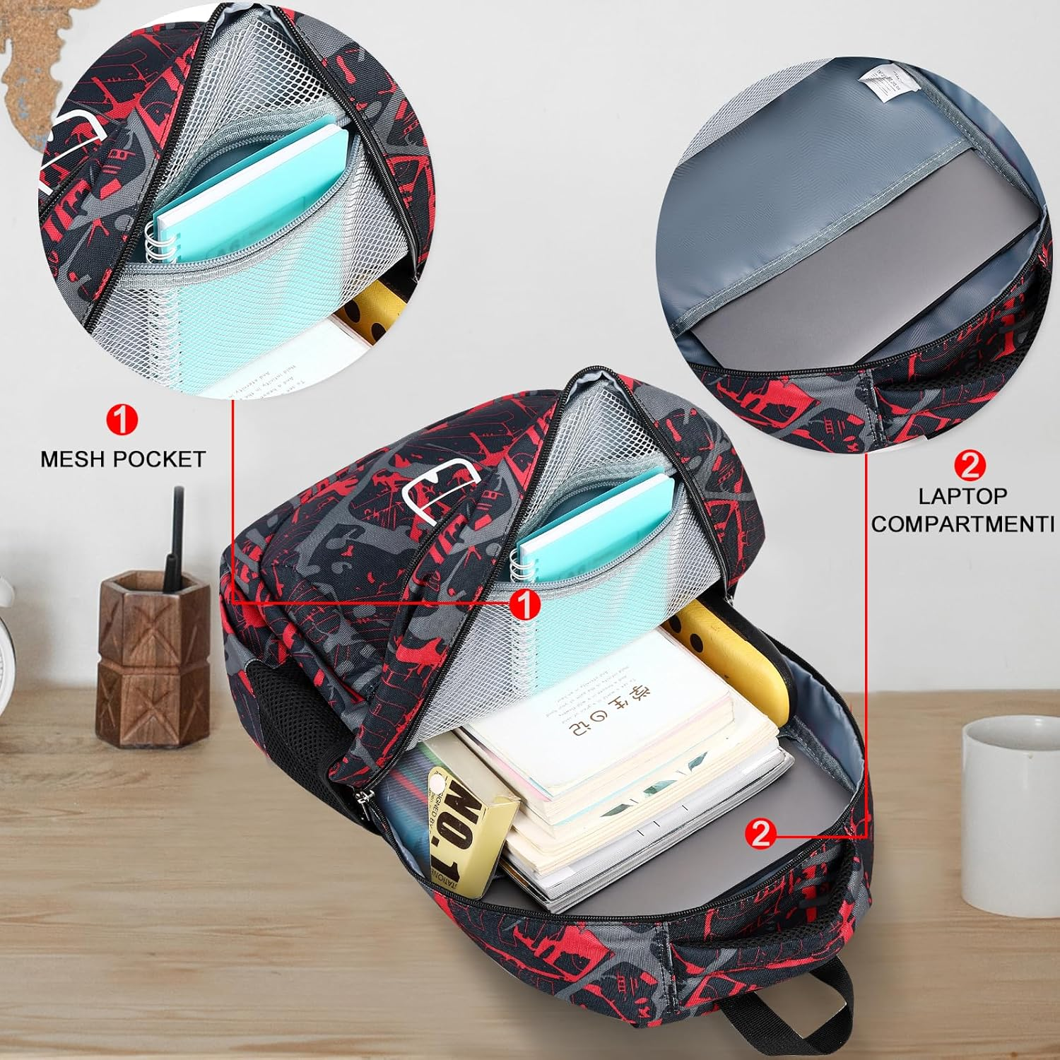 School Backpack Teen Boys Girls Bookbag Daypack School Bag with USB Charging Port image number 4