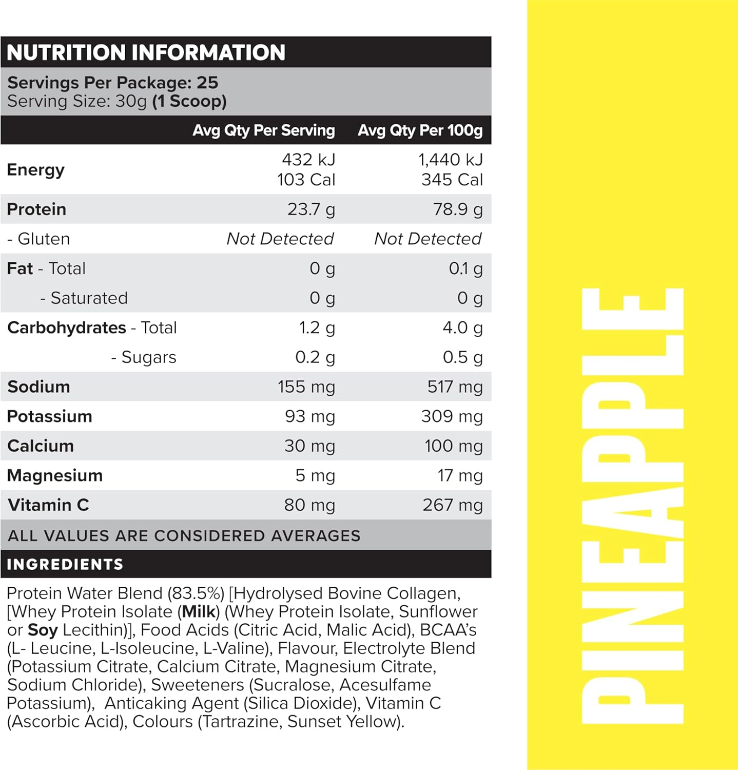 Muscle Nation Pineapple Protein Water 750G (25 Serves) image number 2