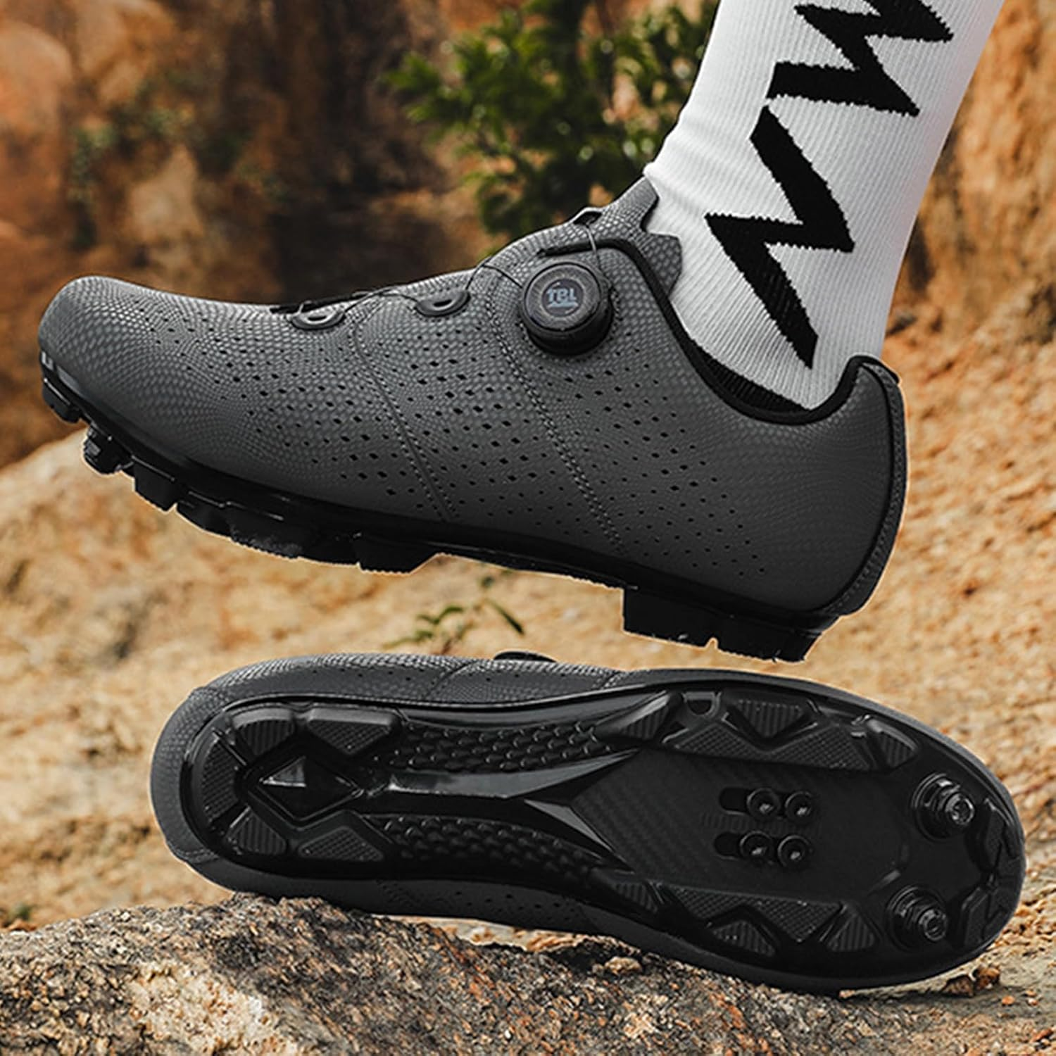 PENXZT Men'S MTB Cycling Shoes Mountain Bikes Shoes Compatible with Shimano SPD 2-Bolts Pedals for Biking Riding Road Training image number 1