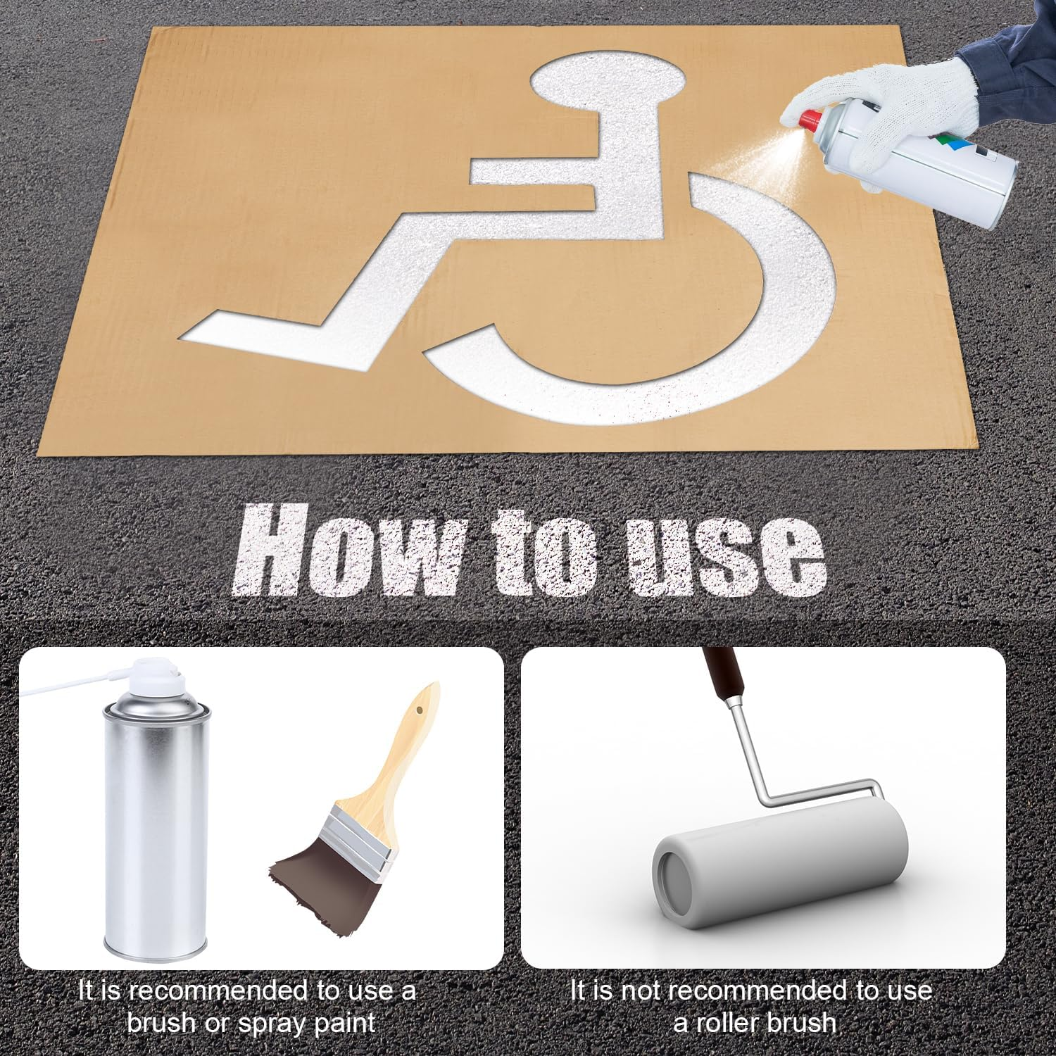 Handicap Stencil for Parking, 31.5X25.2In Reusable Parking Lot Template Handicapped Signs for Parking Lot Garage Pavement Stencils for Painting image number 6