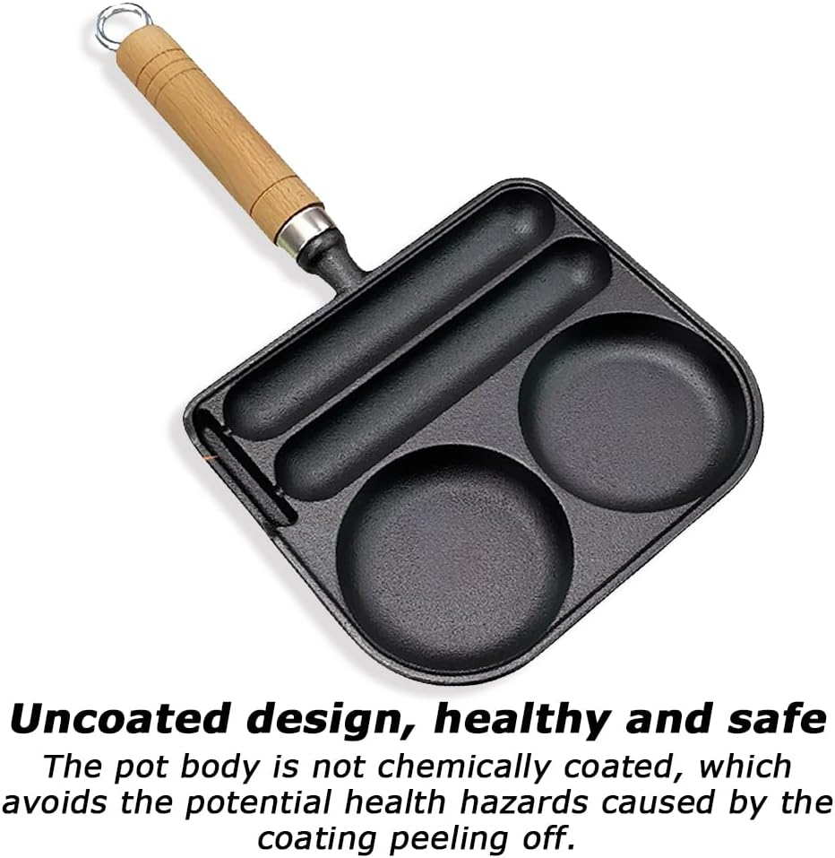 Nonstick Egg Frying Pan, 2-Cup Breakfast Skillet for Pancakes, Burgers & Sandwiches, Multi-Section Divided Pan, Easy to Clean, Compatible with Gas Stove & Induction Cookware