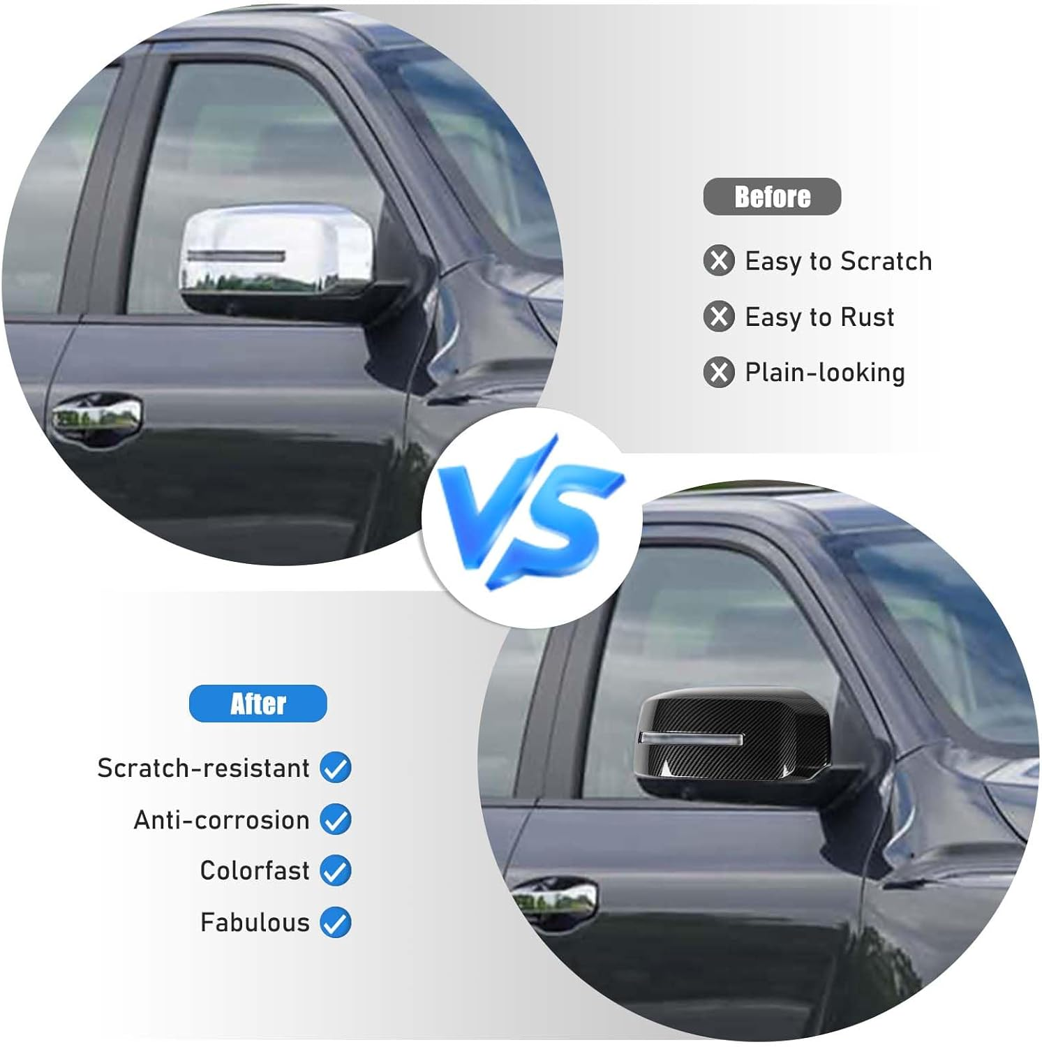 Yinaniutos Side Rearview Mirror Cover Compatible with Mitsubishi Triton / L200 2024-2025 Accessories, 2PCS Side Door Mirror Caps Protector ABS Material (Carbon Fibre Pattern) - Glossy Black image number 6