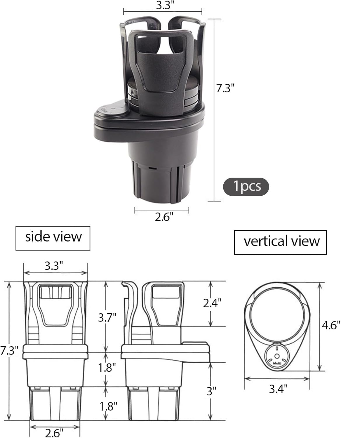 Cupholder, Cupholder Expander for Car, Expandable Car Cupholder with Adjustable Base, Upgrade 2 in 1 Extender with 360&deg; Rotating & Locking Function, All Purpose image number 1