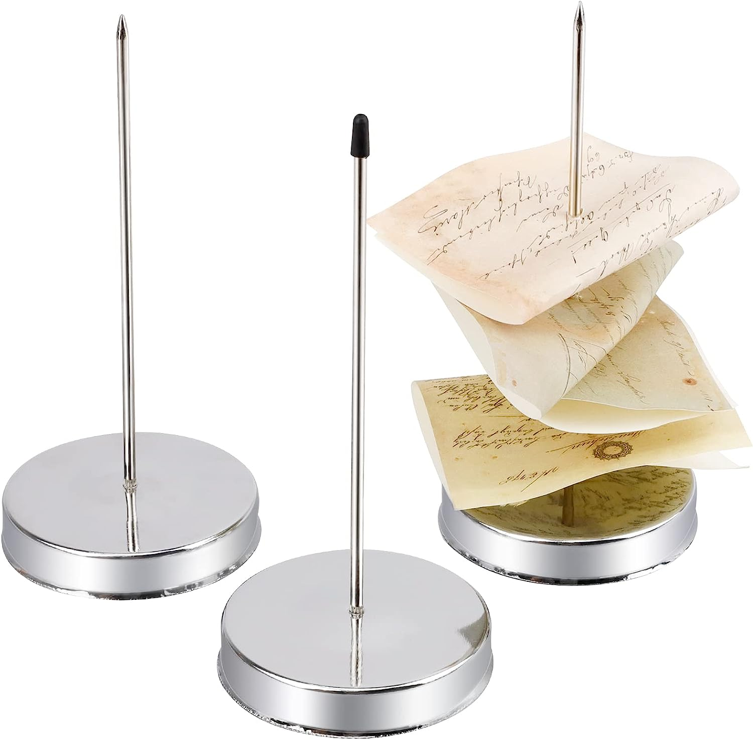 3 Pcs Receipt Holder Spike for Desk, Stainless Steel Ticket Stabber for Restaurant, Straight Rod Bill Fork, Paper Note Spike Stick, Memo Holder Stand for Office, Metal Bills Check Spindle image number 2