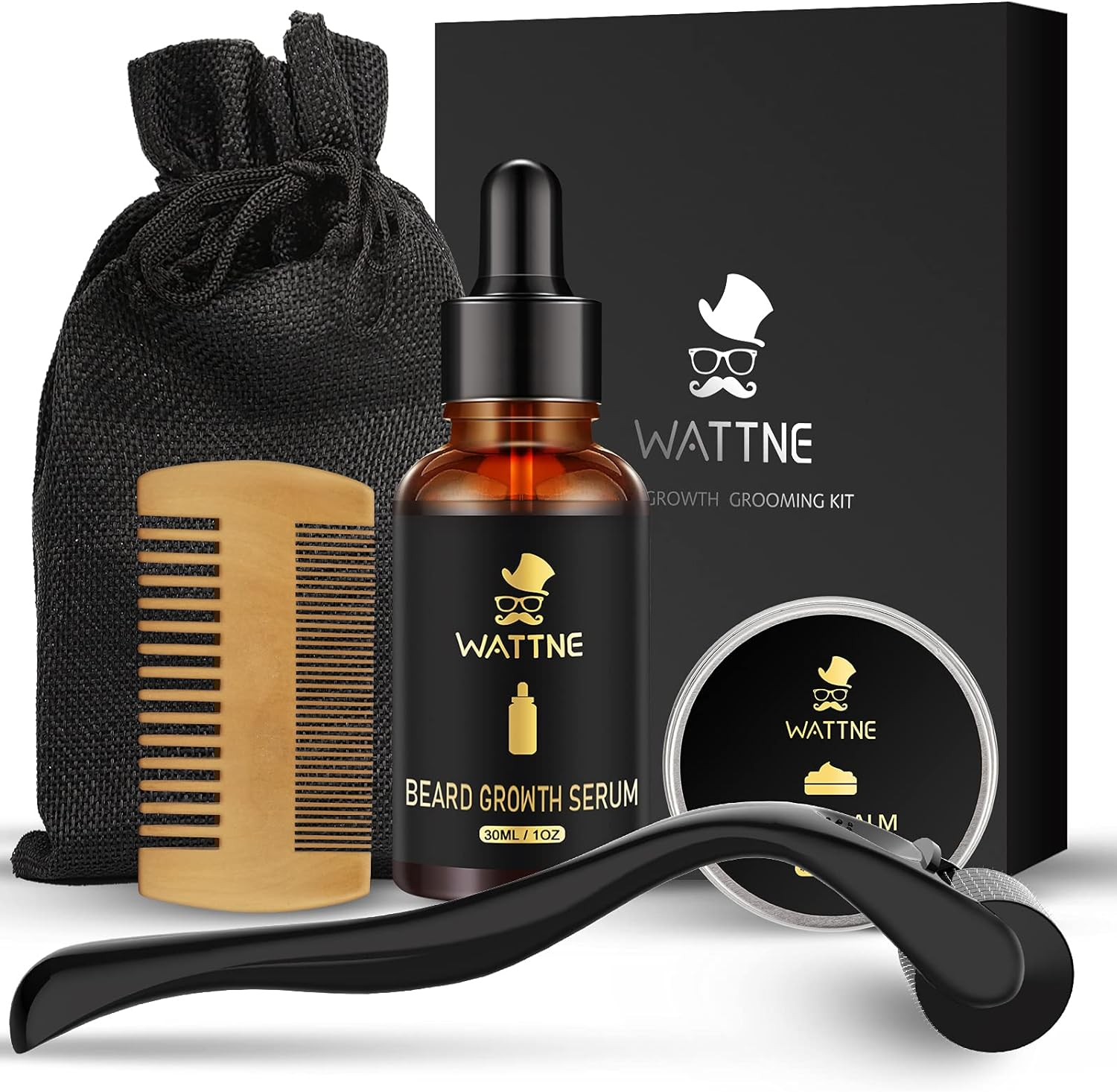 Beard Growth Kit,Beard Roller for Beard Growth,100% Natural Ingredients Beard Oil Serum, Stimulate Promote Beard Mustache and Hair Regrowth - Gifts for Men Him Dad Father Boyfriend(2 in 1)