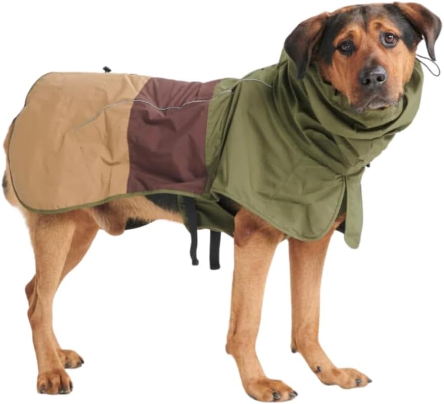 Spark Paws Breatheshield&trade; Dog Raincoat - All Weather Protection and Comfort - Breathable Comfort, Adjustable Fit and Safety Improvements - Green Brown Tan - 4XL image number 6