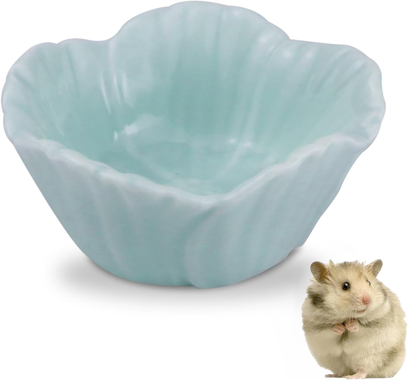 Luckyopt Small Ceramic Hamster Bowl, Easy to Clean Anti-Flipping Hamster Food and Water Bowl, Feeding Bowl, Small Animal Bowls for Dwarf Hamsters Parrots (Blue) image number 2