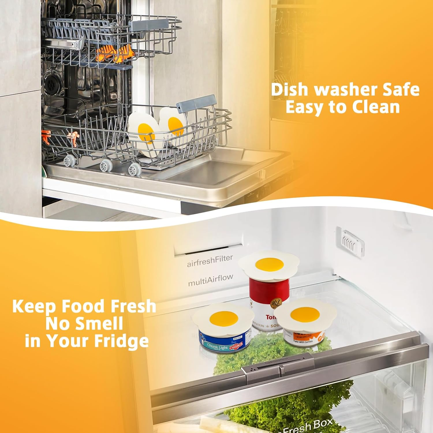 Pet Food Can Lids, Universal Size Can Covers for Dog and Cat Cans, Silicone Cat Food Top with Sunflower Shape One Fit 3 Standard, Multifunctional Pet Can Opener Can Spoons (2 Pieces) image number 1