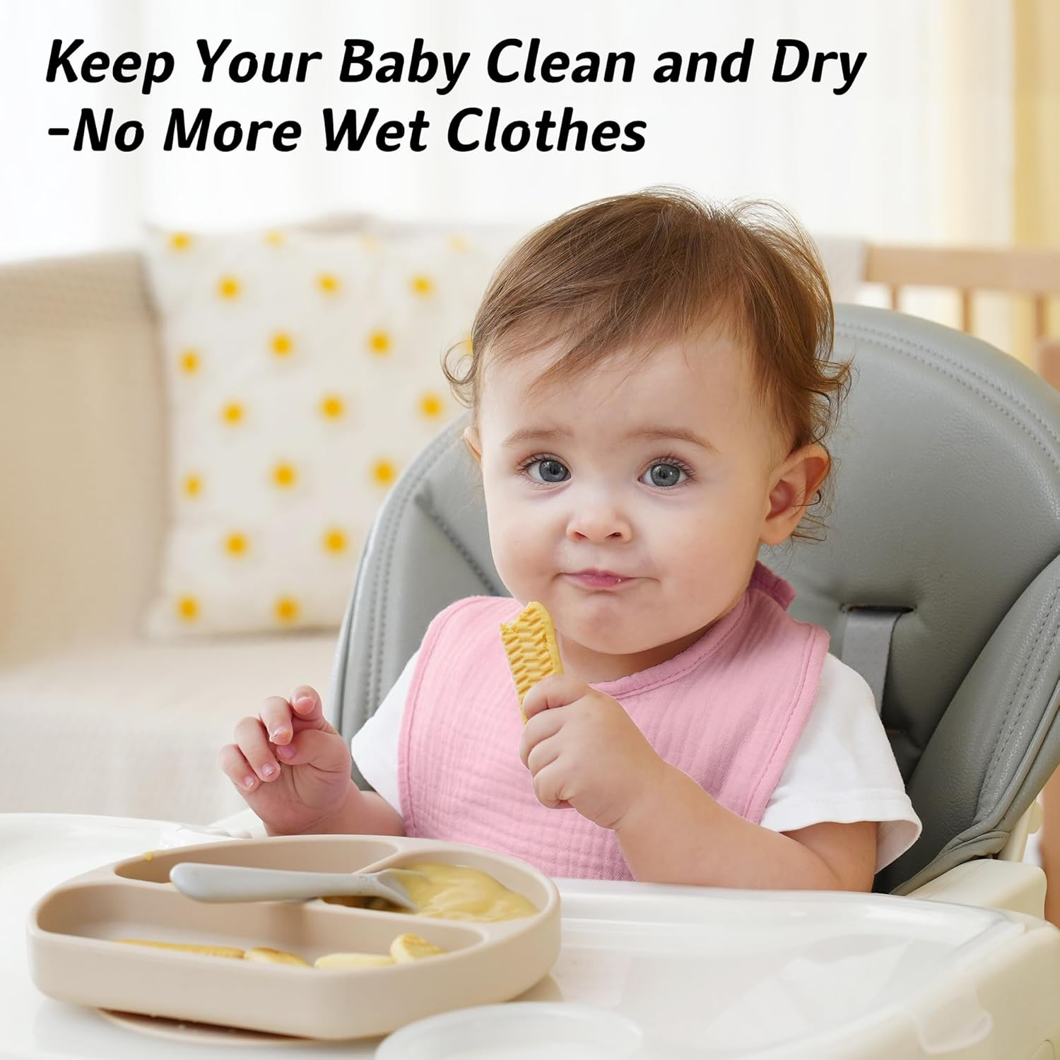 Muslin Baby Bibs 6-Pack Baby Drool Bandana Bibs for Baby Girls Boys Infant Newborn Toddler Drooling and Teething(Square Gradientpink) image number 6