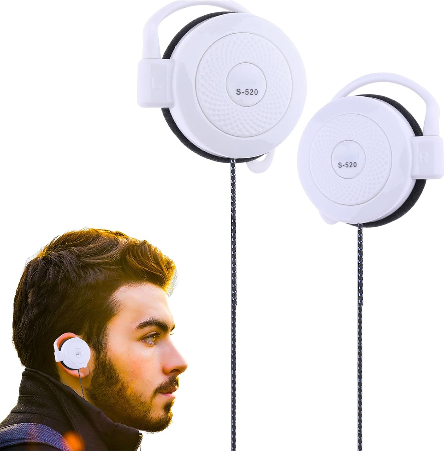 Clip Earphones Wired - 3.5Mm Ear Hook Stereo Earbuds - Compatible with MP4 and Most Mobile Phones for Running Hiking Exercising and Daily Life Buniq image number 1