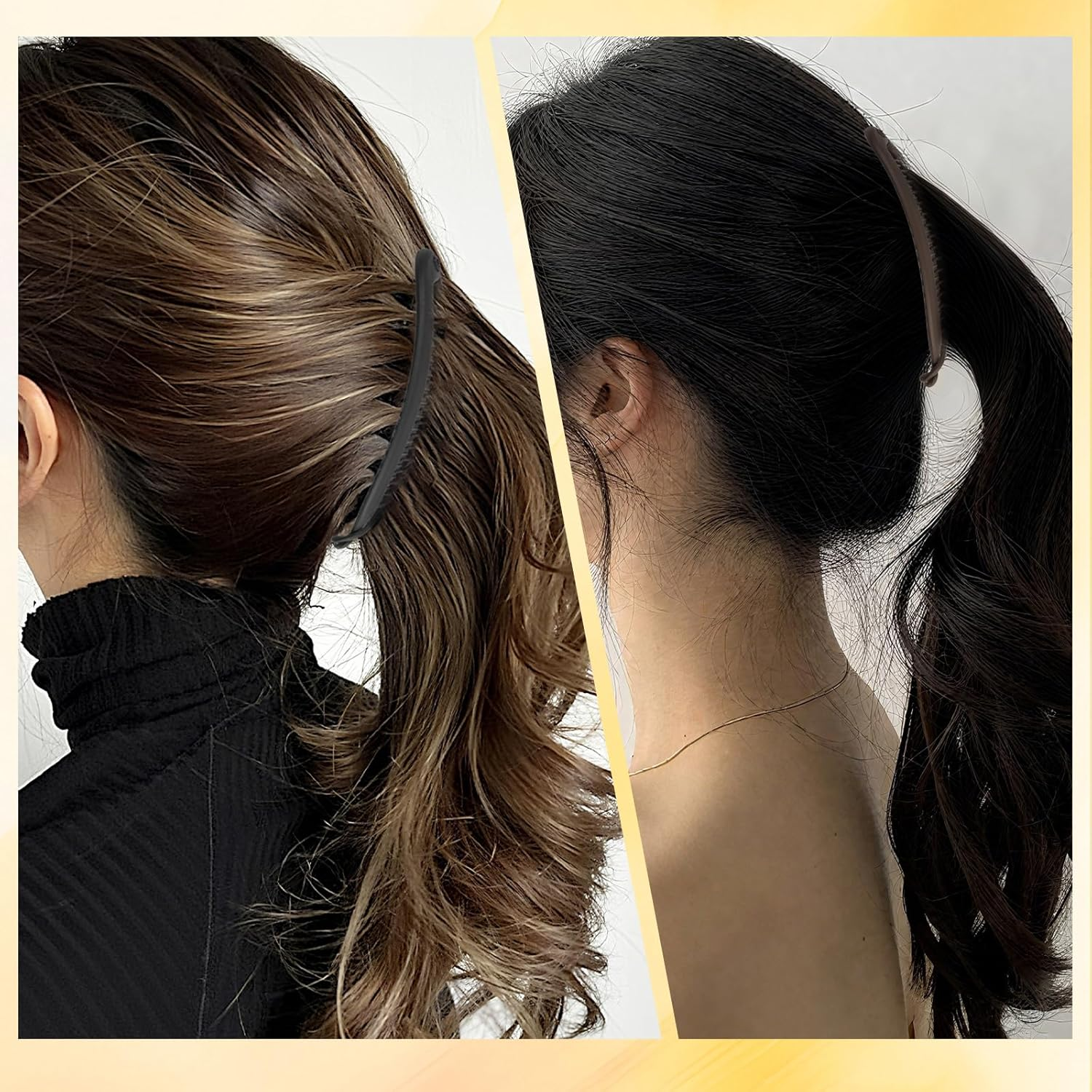 2PCS Banana Clips for Women Thick Thin Hair Large Claw Clips Classic Banana Clip for Hair Curly Hair Styling Curly Lady Ponytail Retro Accessories for Women Girls(Black,Brown) image number 4