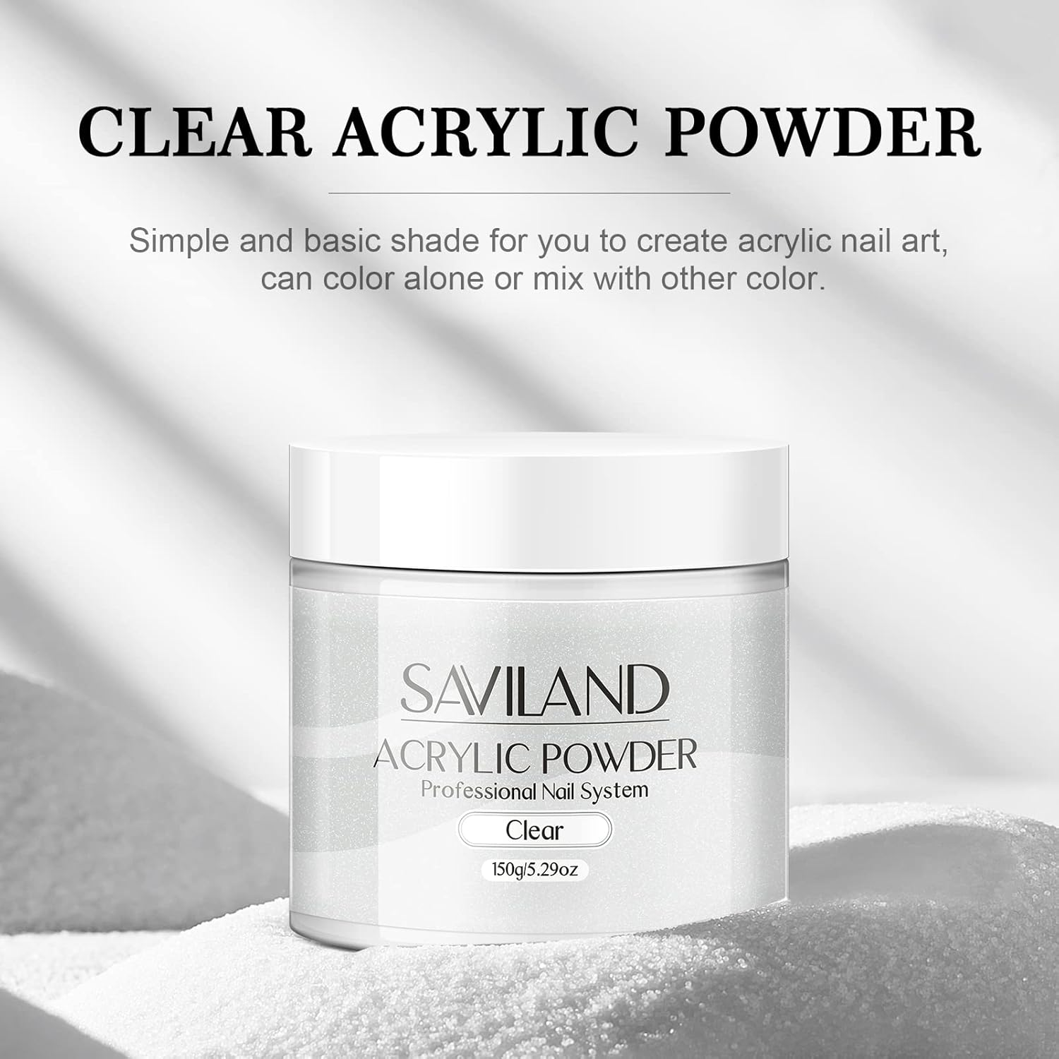 SAVILAND Clear Acrylic Powder 5.29OZ Large Capacity Acrylic Nail Powder Polymer Beginner Friendly Long Lasting No Need Nail Lamp Professional Acrylic Powder for French Manicure Nail Carving image number 2