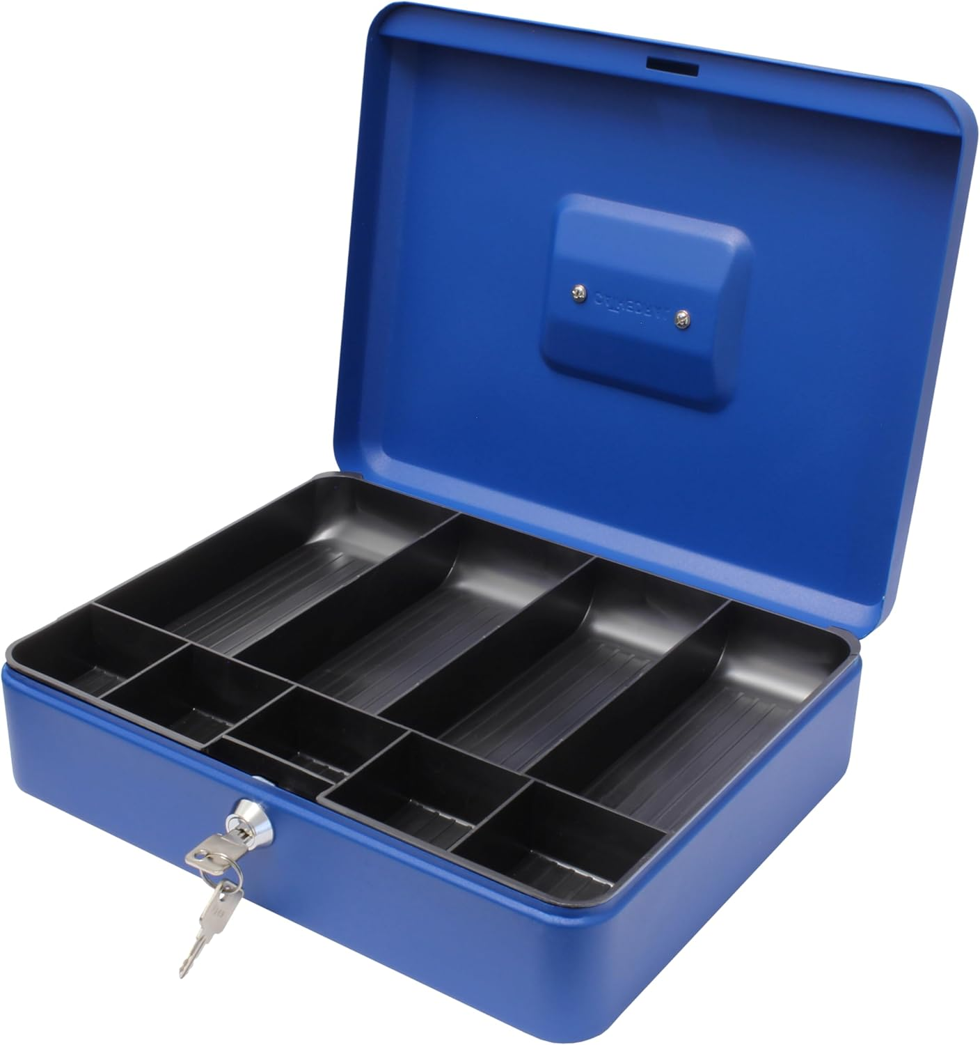 Cathedral Products Key Lockable Cash Box with Lift Out 6 Compartment Coin Tray - 6 Inch - Pink