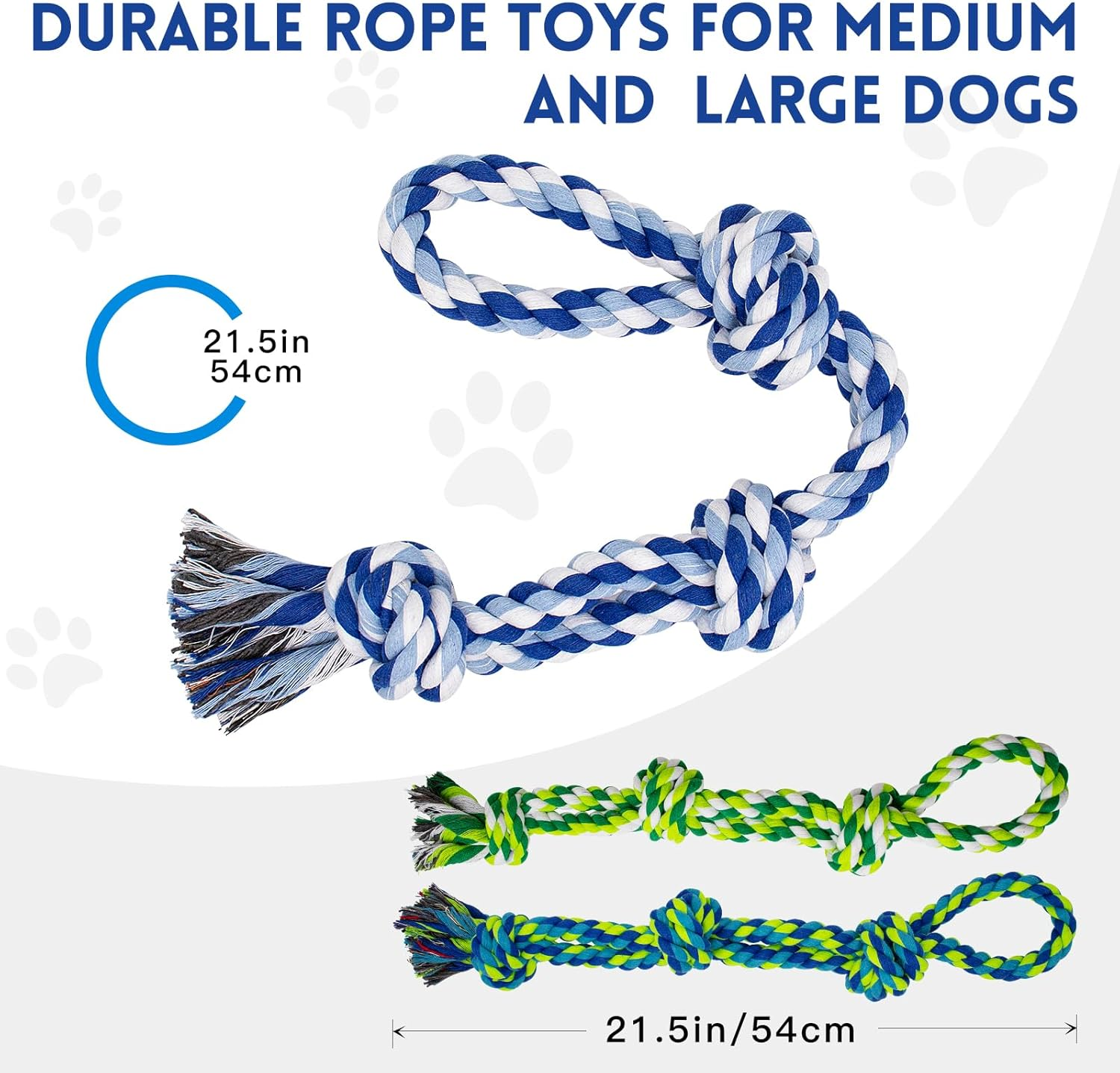 WDZZHOT [3 Pack] Dog Rope Toys for Large and Medium Aggressive Chewers, Nearly Indestructible Rope Chew Toys, Heavy Duty 100% Cotton Tug of War Dog Toy for Boredom, Teeth Cleaning image number 5