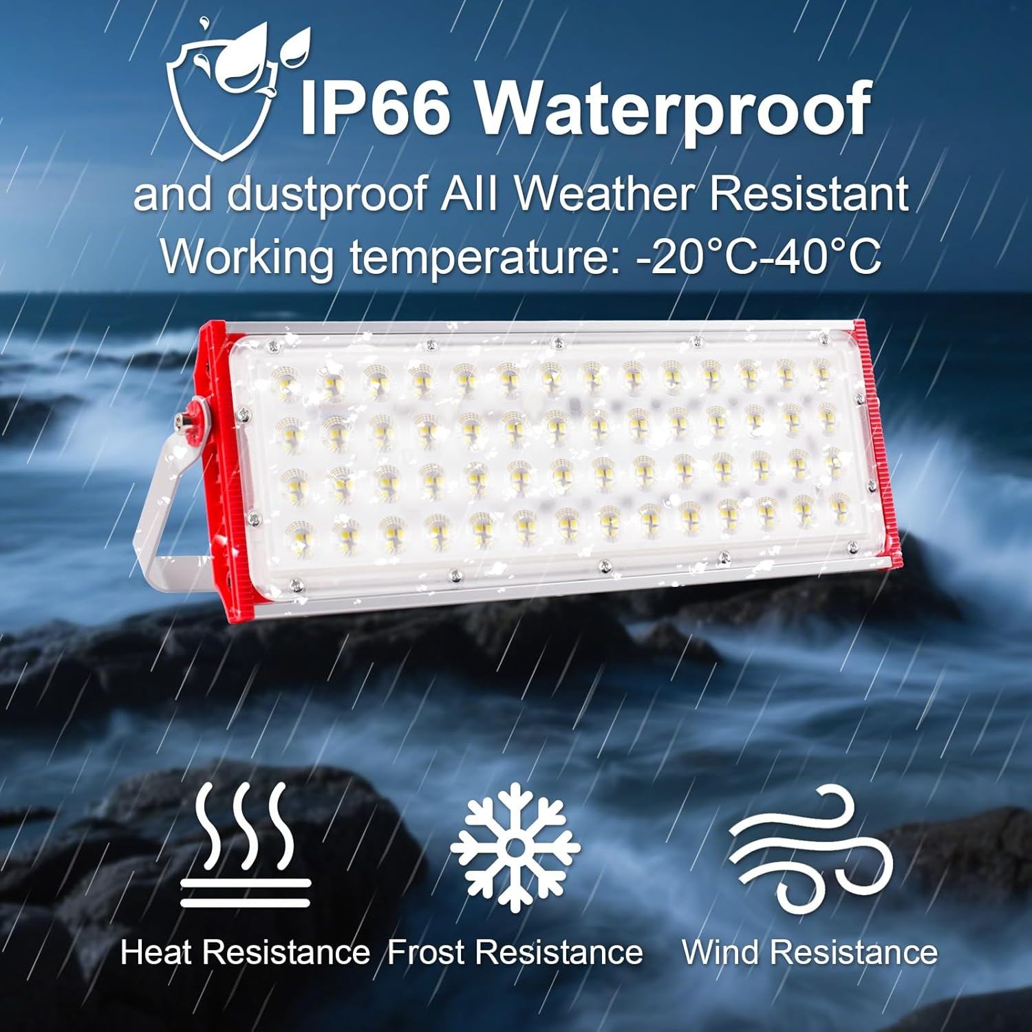 LED Flood Light Outdoor 200W 20000LM, 2 Pack IP66 Waterproof LED Work Light 6500K Cool White Floodlight Spotlights, Security Light for Warehouse Garden Garage Sports Field Yard image number 6