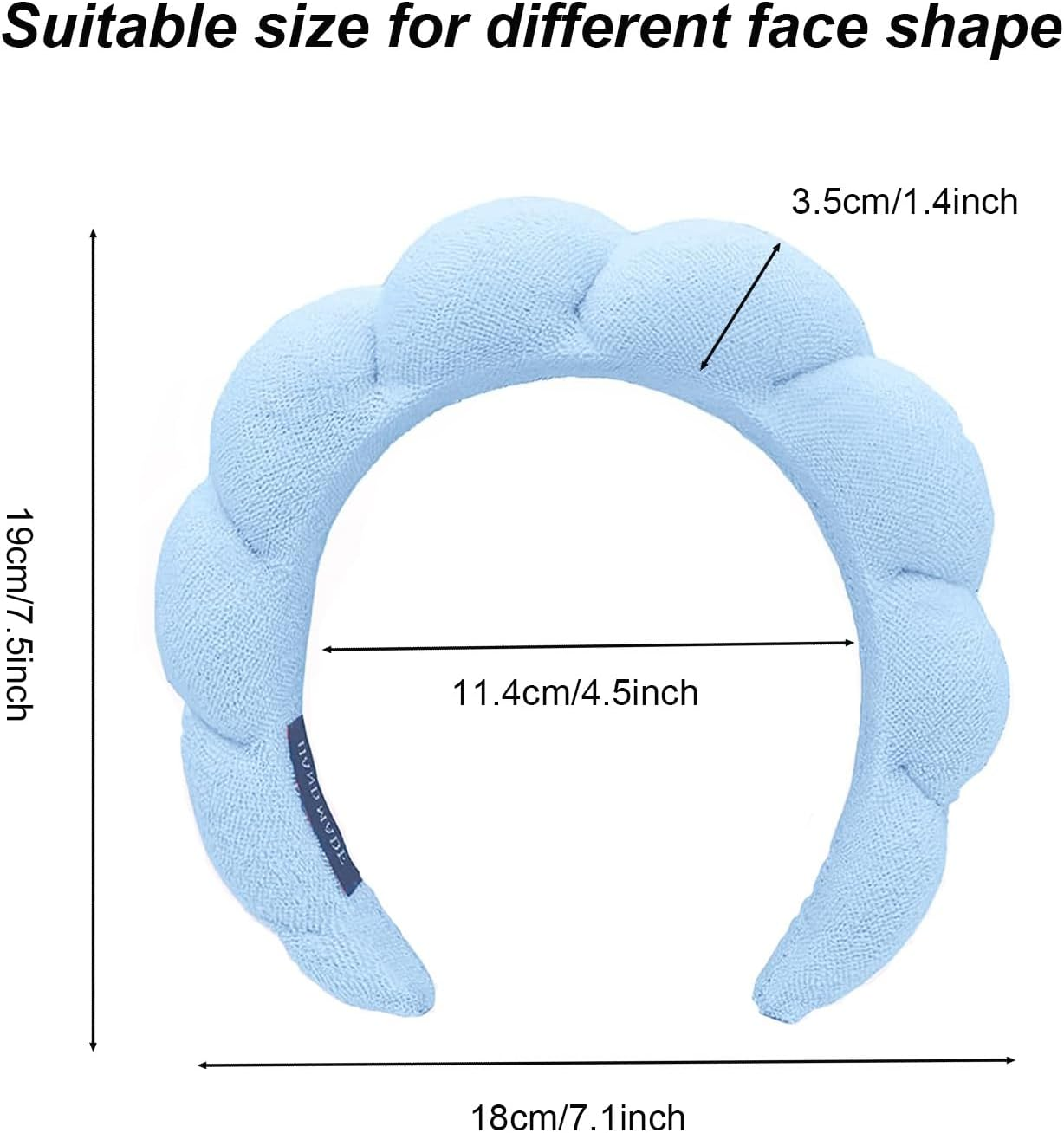 TYSSELY Spa Headbands for Washing Face, Makeup Headband, Skin Care Headbands, Bubble Facial Headband, Towel Headband,Hair Band Puffy Headband for Wome - Blue image number 2