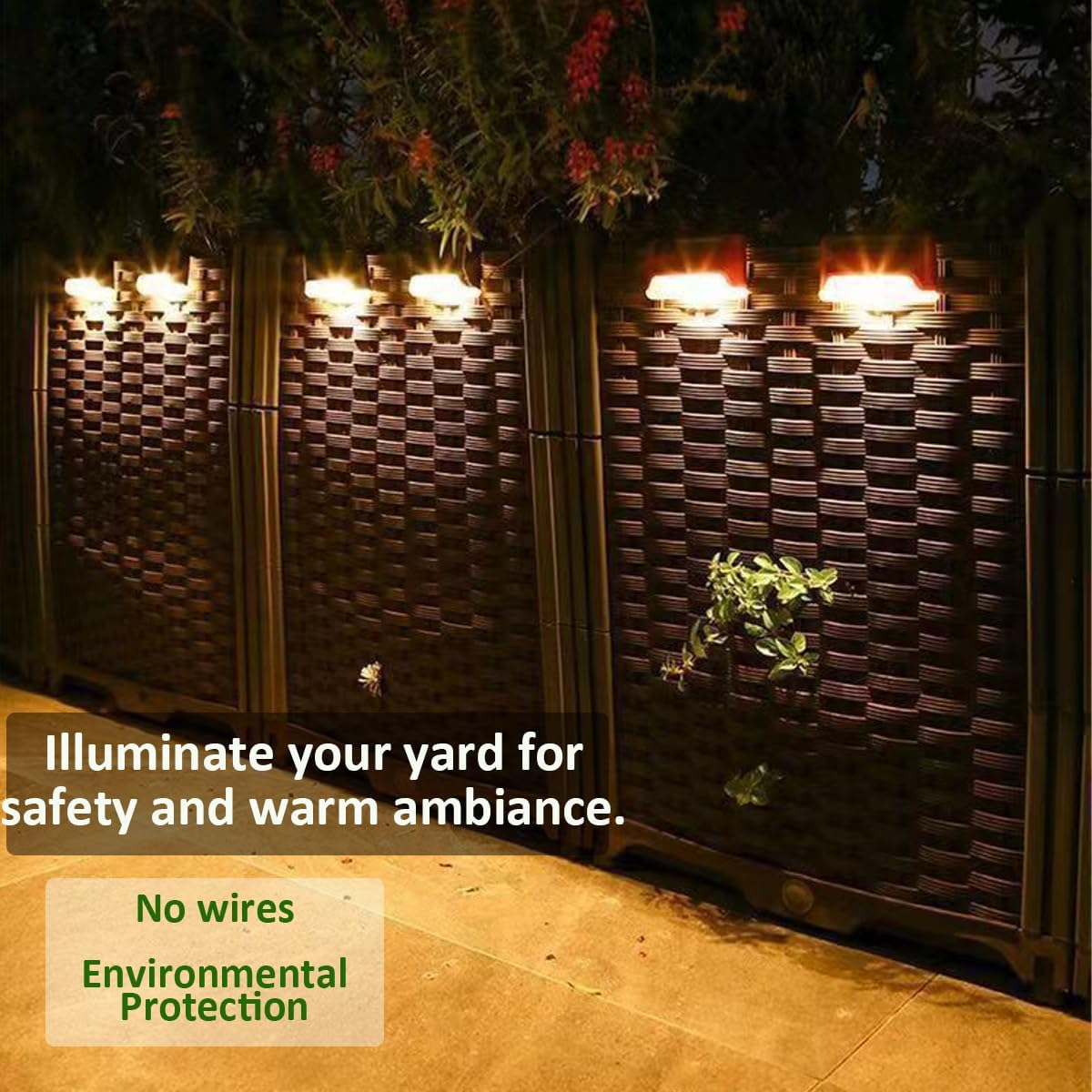 16 Pack Solar Fence Lights Outdoor, Solar Garden Lights Outdoor Waterproof Fence Light for Deck, Stairs, Step, Fence, Yard, Patio, Backyard, Pathway,Driveway (Warm White) image number 1