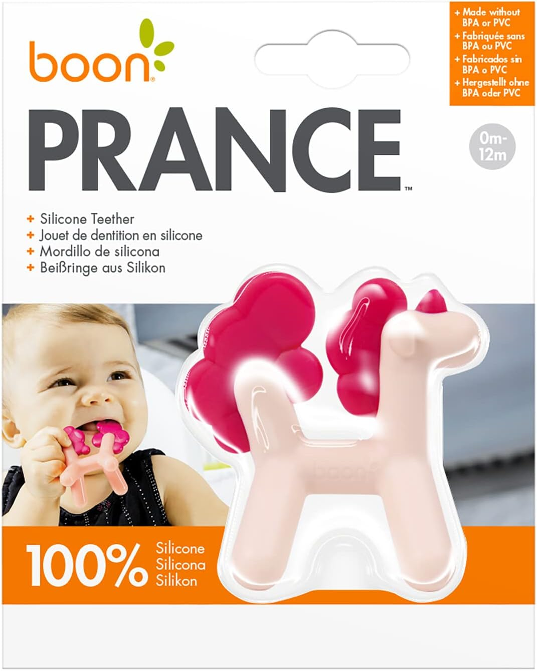 Boon Baby-Girls Prance Silicone Teether Unicorn image number 1