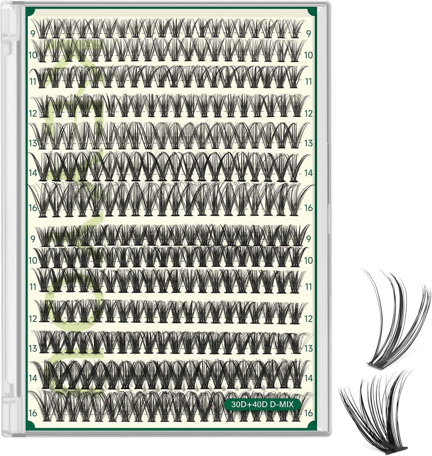 KEYYOU Lash Clusters 280Pcs Individual Lashes 40D+50D D Curl 9-16 MIX DIY Eyelash Extension Soft&Natural Volume Cluster Lashes DIY Lash Extension at Home(40D+50D）