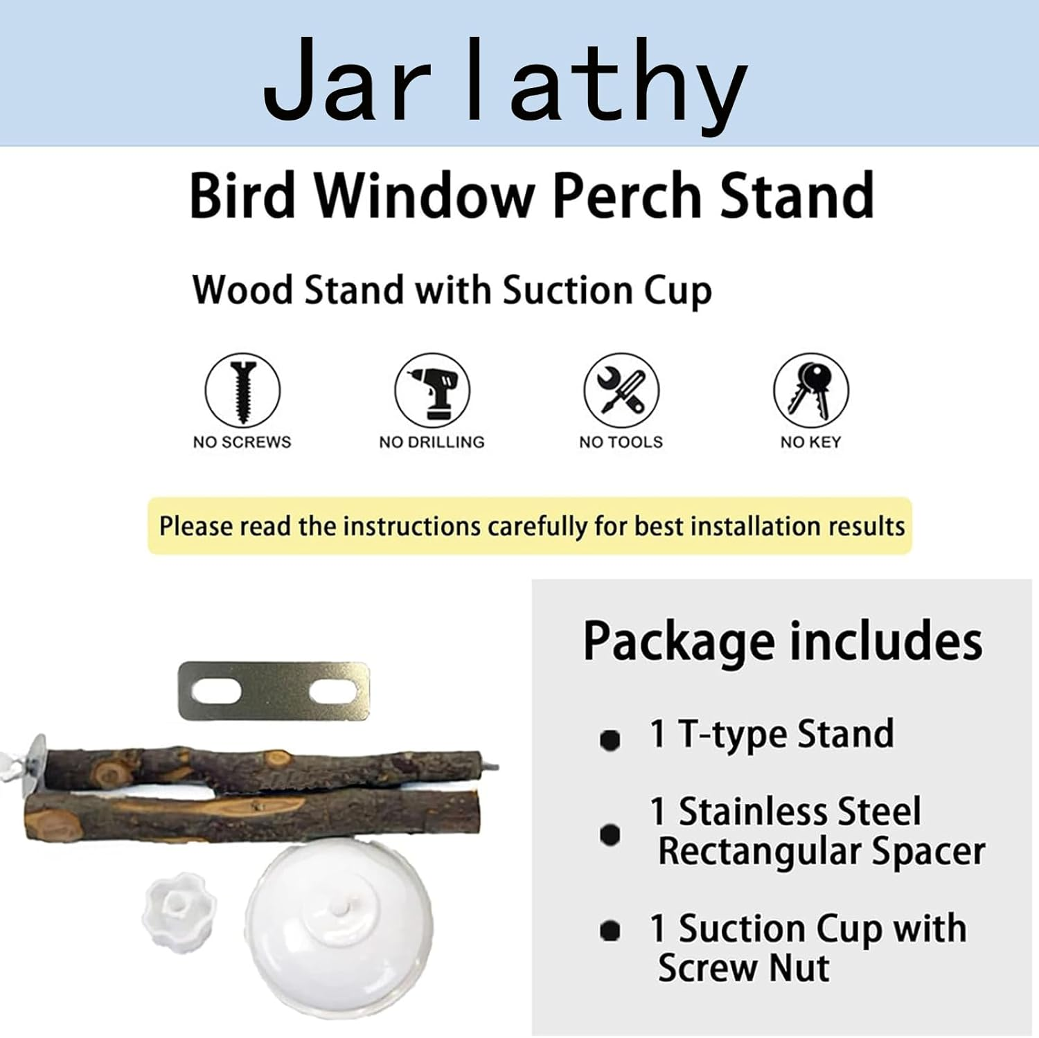 Portable Bird Perch Stand- T-Shaped Natural Apple Wood with Vacuum-Grip Suction Cup for Windows, Flat Tiles, Bath/Car/Travel - Durable & Safe for Parrots, Cockatiels, Lovebirds (Small to Medium Birds) image number 3