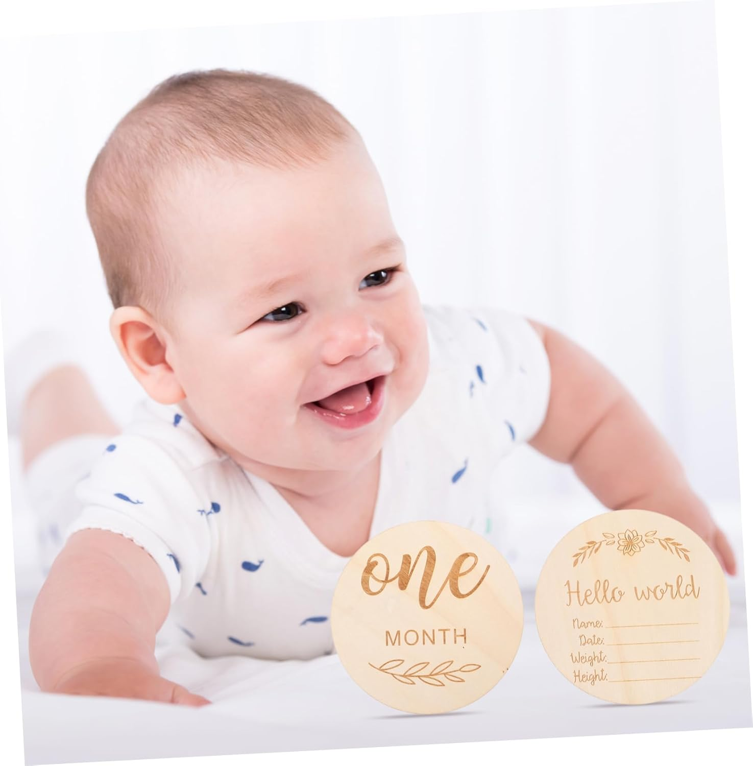 12Pcs Milestone Signs Monthly Milestone Cards for Photo Props Pregnancy Announcement Wooden Blocks image number 5