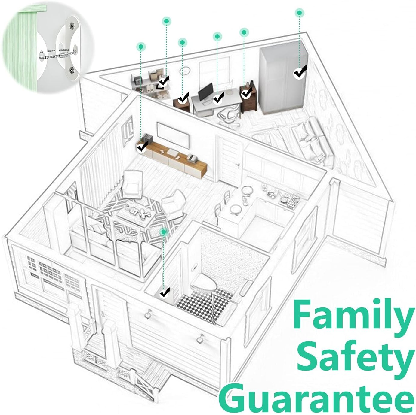 Furniture Anchors (10 Pack) for Baby Proofing, Furniture Straps anti Tip Furniture Anchor Securing 400 Lbs/Keep Baby Pet Safety from Falling Furniture, Metal White Earthquake Straps image number 1