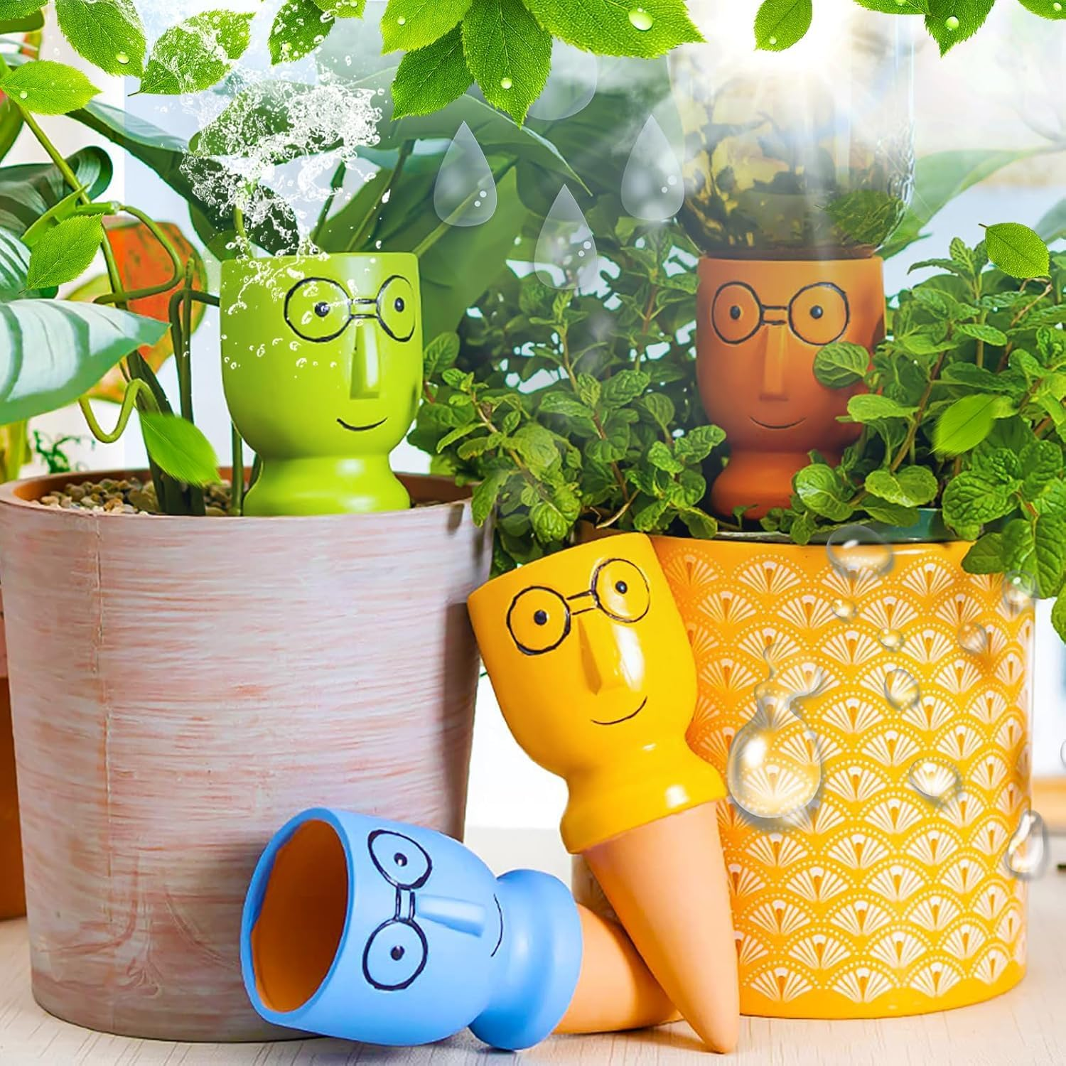 4 Pack Terracotta Watering Spikes, Vacation Self-Watering Planters Devices, Continuous Moisture with Slow Release Watering System image number 4