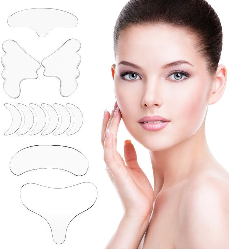 11 Pcs Wrinkle Patches Chest Wrinkles Pads, Reusable Reusable Silicone Patches for Face/Chest/Neck, anti Wrinkle Patches for Face Overnight Prevention,Patches to Reduce Fine Wrinkles image number 2