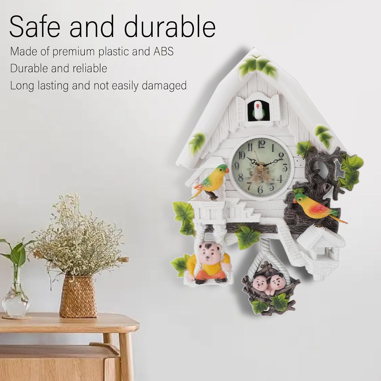 Omabeta 1PCS Vintage Cuckoo Clock with Whole Time Chiming, Classic Tree House Wall Clock for Kids Bedroom Living Room, 27X9X40Cm/10.6X3.5X15.7In,Powered by 5X1.5V AA Battery (Shipped without Battery) image number 1