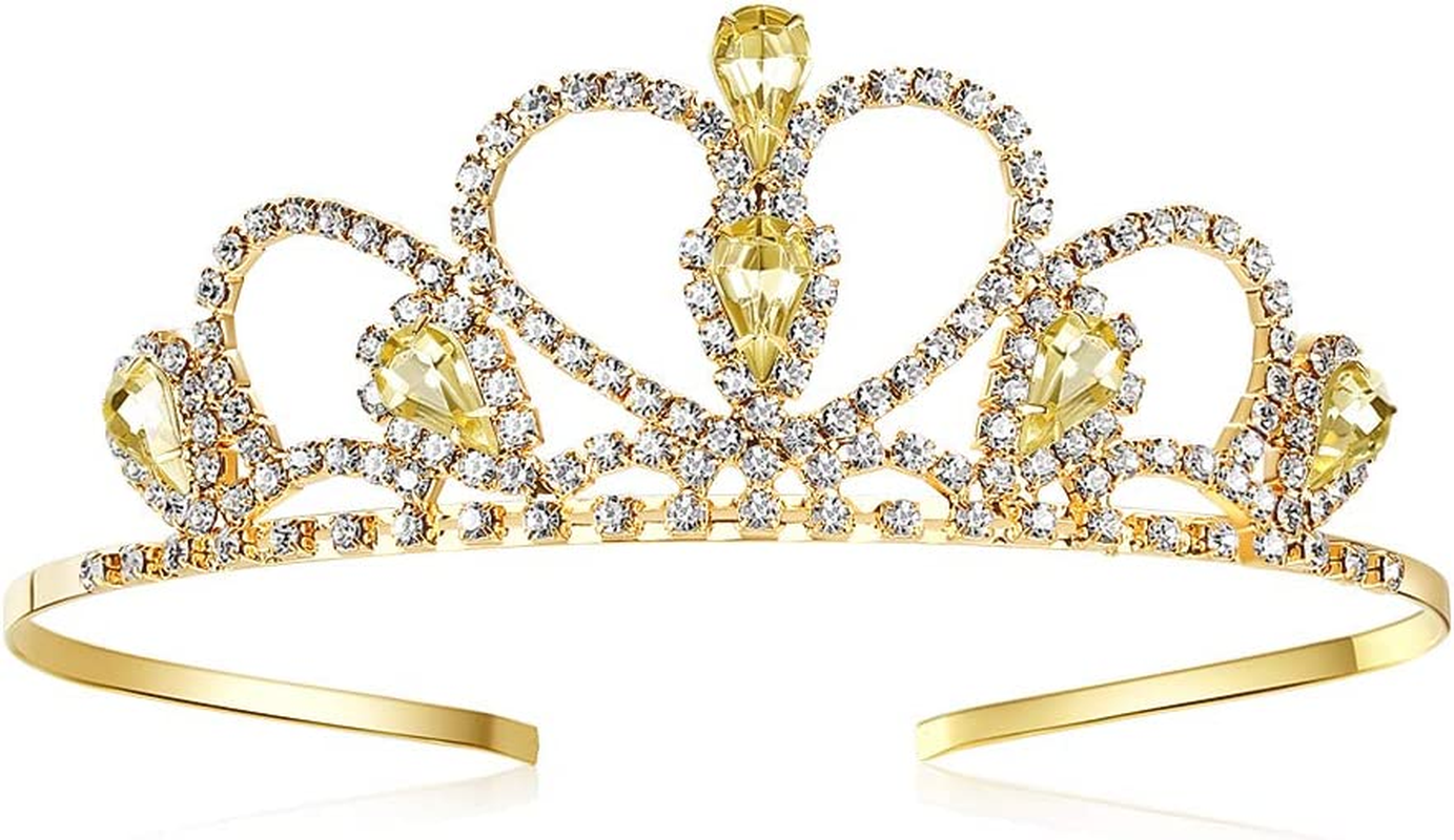 Lovelyshop Red Gems Rhinestone Gold Tiara for Little Girl in Halloween Birthday Princess Party image number 4