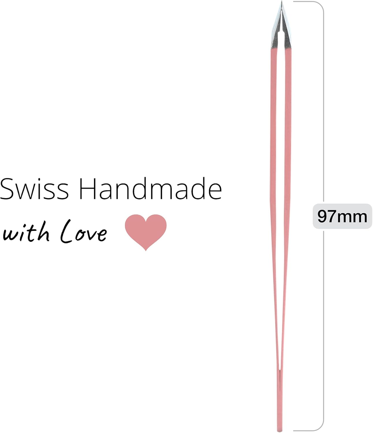 Rubis Pink Tweezers - Slanted, Fine and Pointed - Tweezers for Eyebrow Plucking - Slanted Tip for Hair Removal - Professional Tweezers