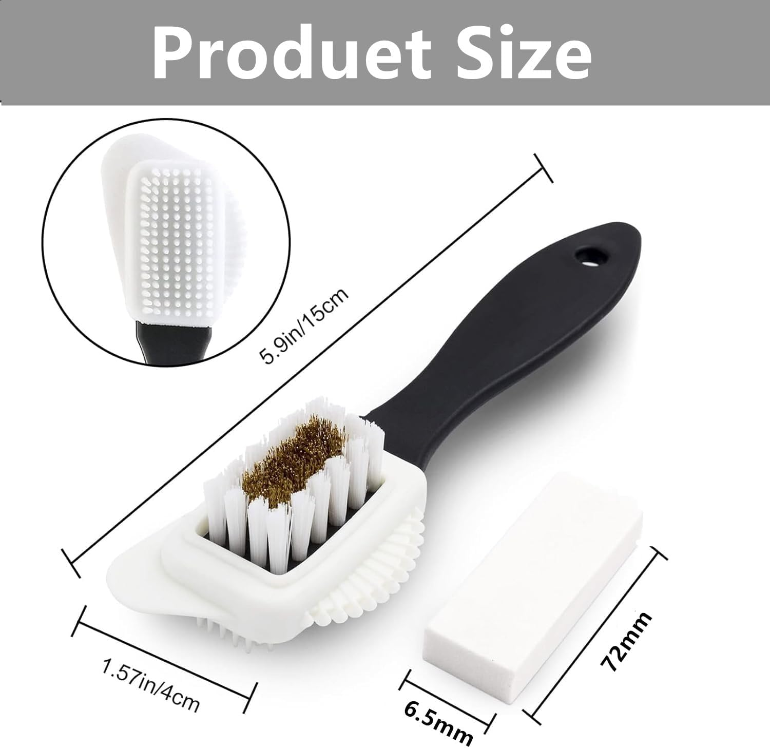 Quality Nubuck and Suede Multifunctional 4-Sided Cleaning Shoe Brush, Brass Bristle,Cleaner Brush for Boots, Jackets, Shoes, Furniture with Extra 1 Pcs Erasers -(15Cm*4Cm) image number 1