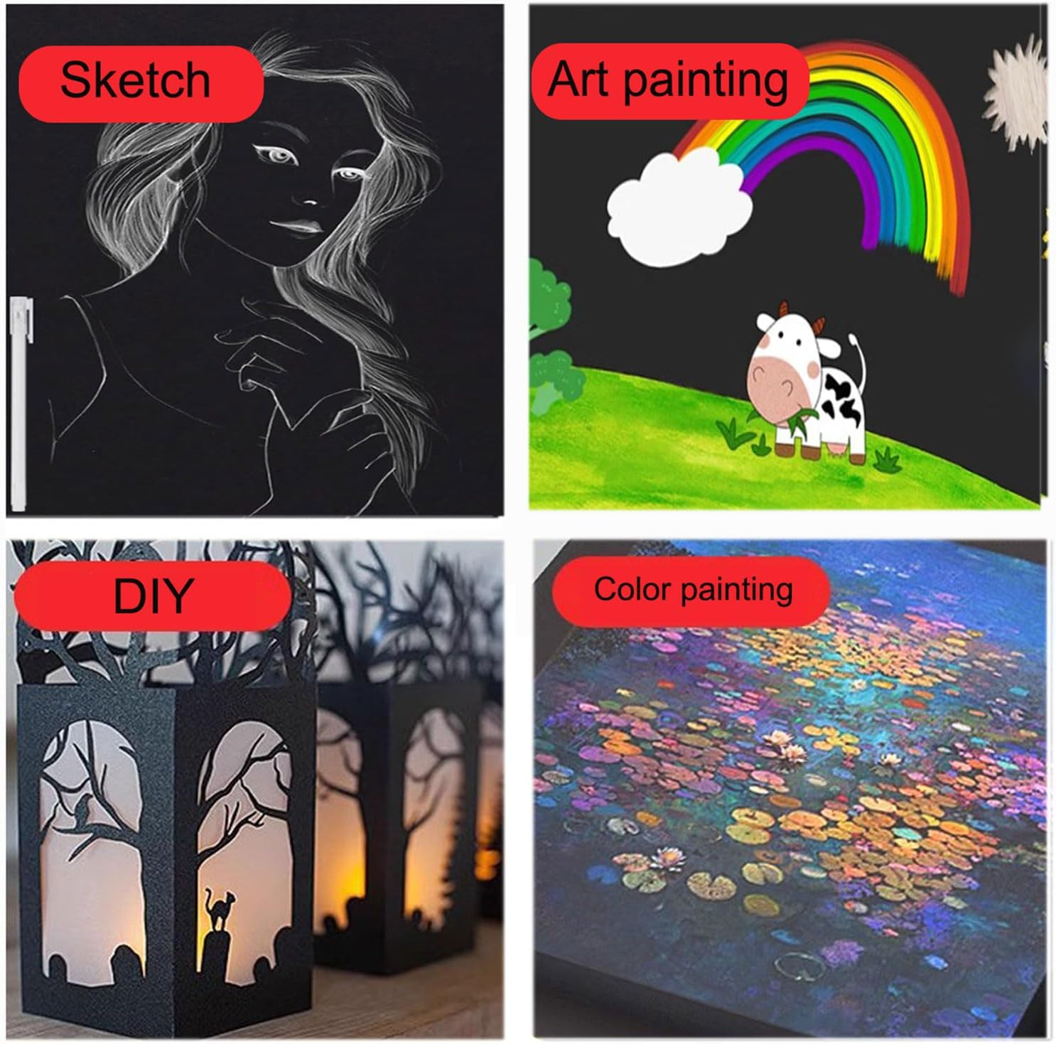 Yqkangzhu Black Wrapping Paper, 38 * 1000Cm Kraft Paper Roll, 80Gsm Gift Wrapping Paper, Flower Wrapping Paper,Construction Paper for Packing Postal Shipping Crafts Arts image number 1