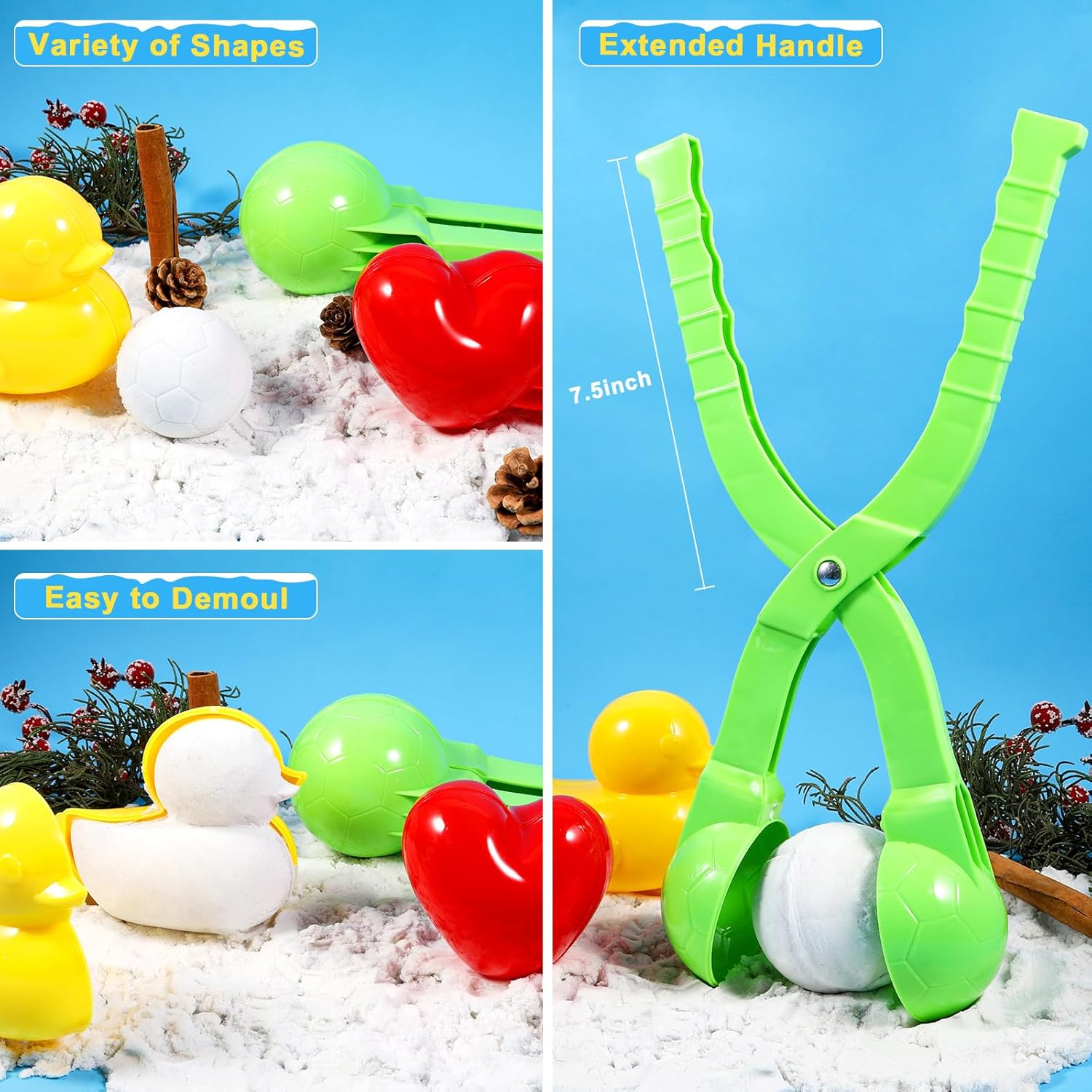 JOLLYFUN 25Pcs Snowball Makers Kit for Kids, Winter Snow Toys with Duck & Penguin Molds, Foldable Sled, Snow Brick Maker & Carry Bag, Outdoor Snow Sand Castle Building Toys for Toddlers & Children image number 4