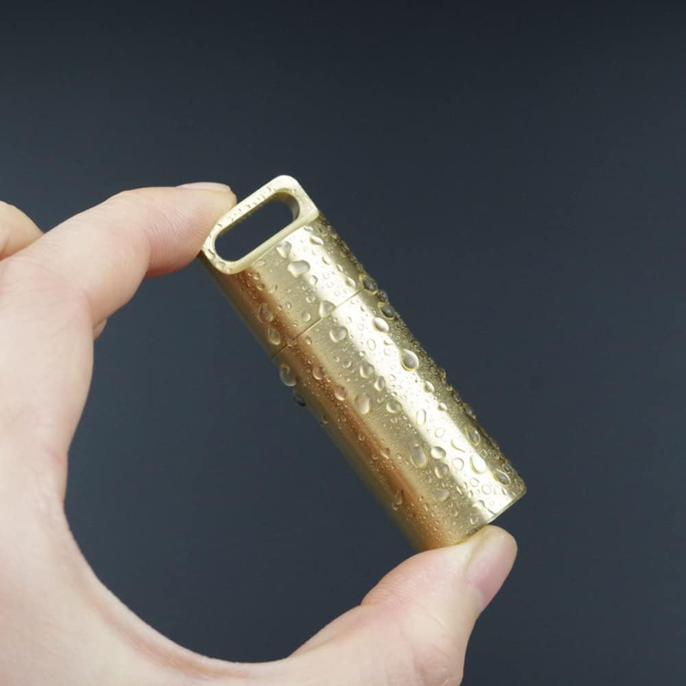 Brass Pill Box Waterproof Pill Box Small Medicine Bottle Medicine Box Outdoor Hiking Camping (L) image number 2