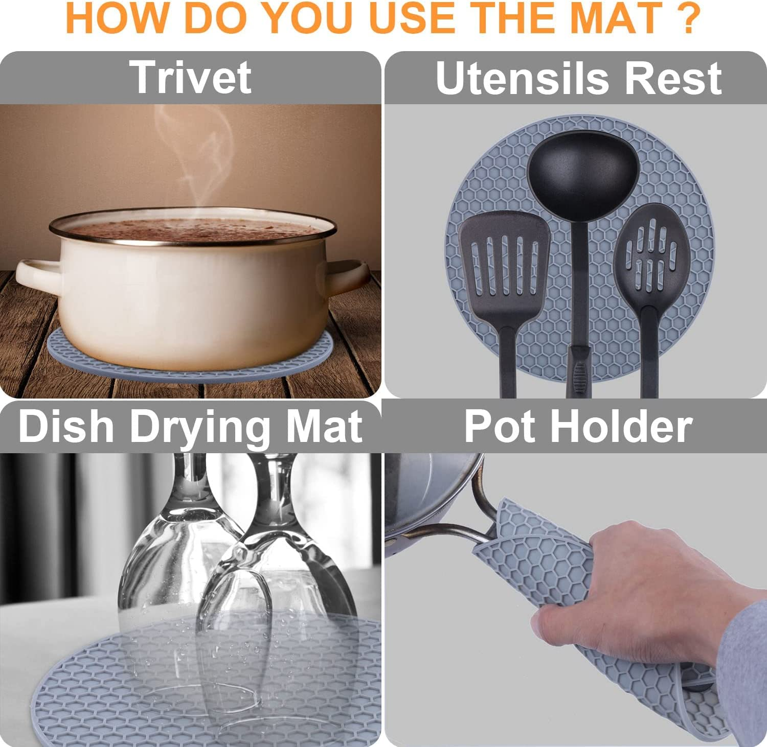 Vented Collapsible Microwave Splatter Cover,Food Cover,Colander Kitchen Gadget,Include Anti-Scald Silicone Mats,Dishwasher-Safe,Bpa-Freesilicone & Plastic（2Set Grey and Red) image number 6