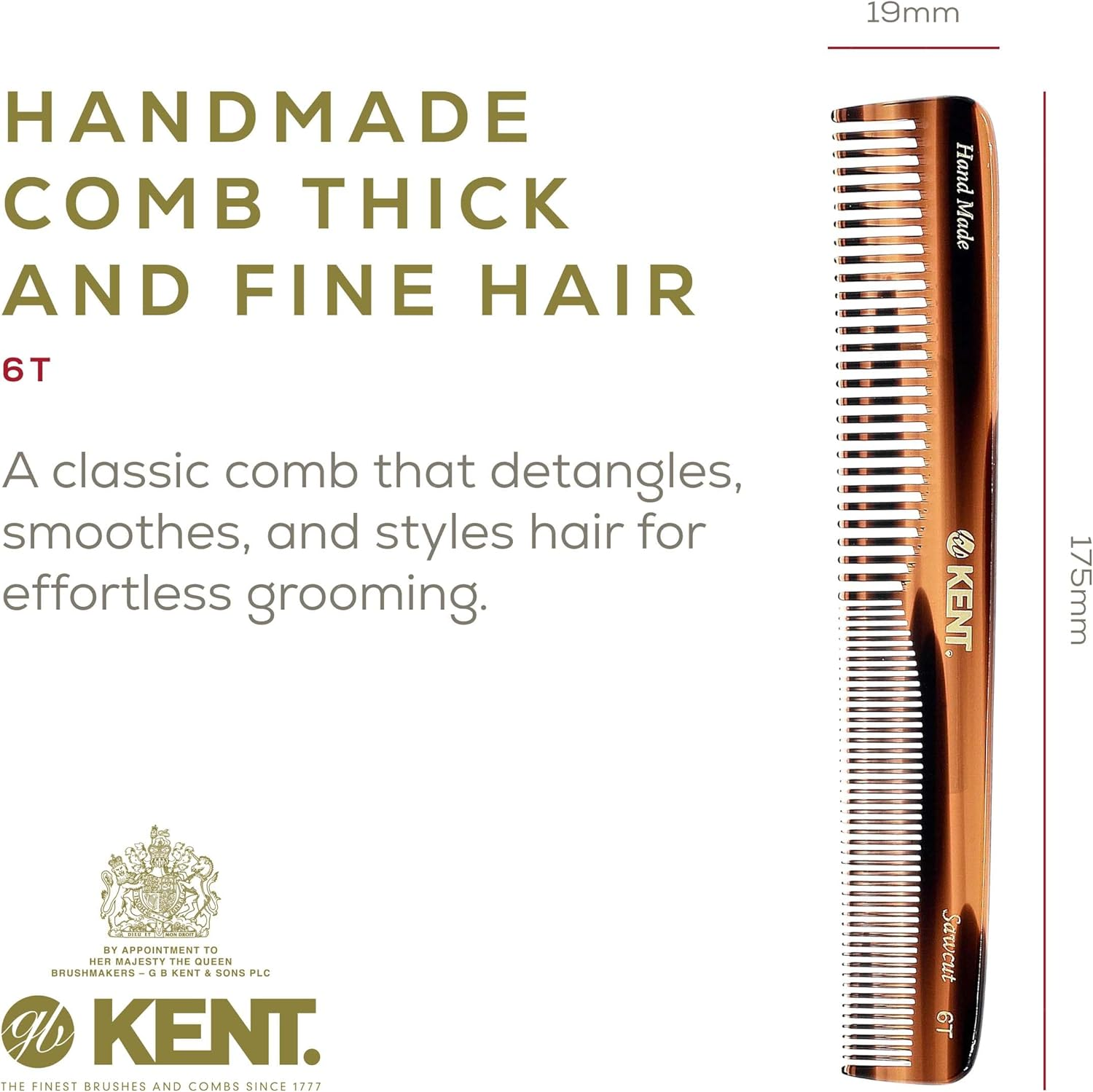Kent Dressing Table Hair Comb, 175 Mm Length